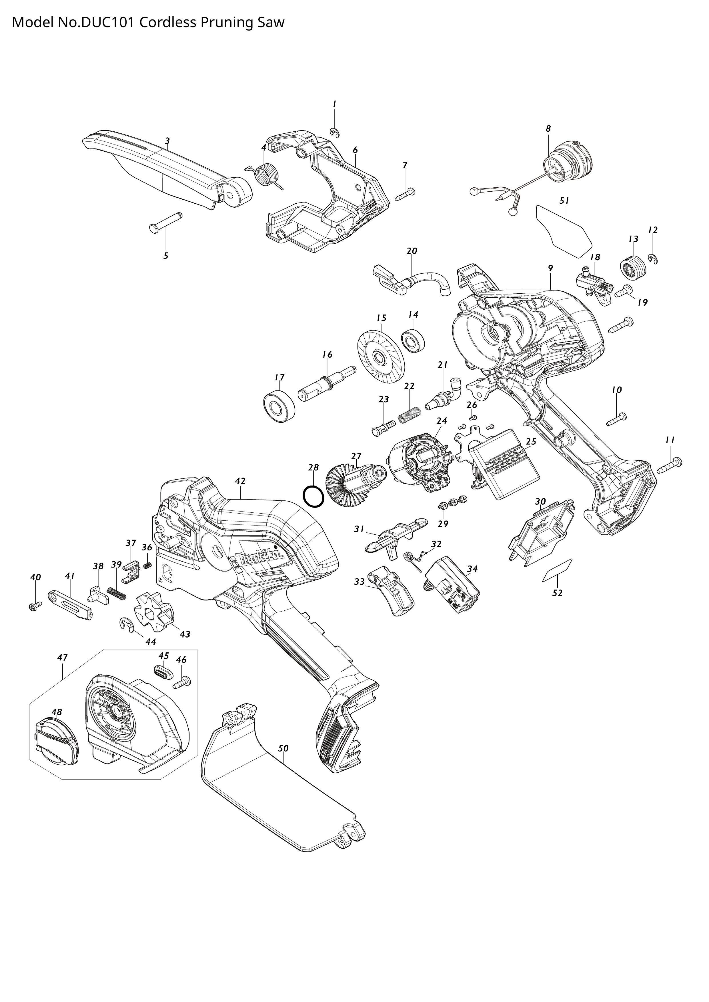 Makita DUC101 — сборочный чертёж, лист 1, деталь 620M06-6 поз. 025