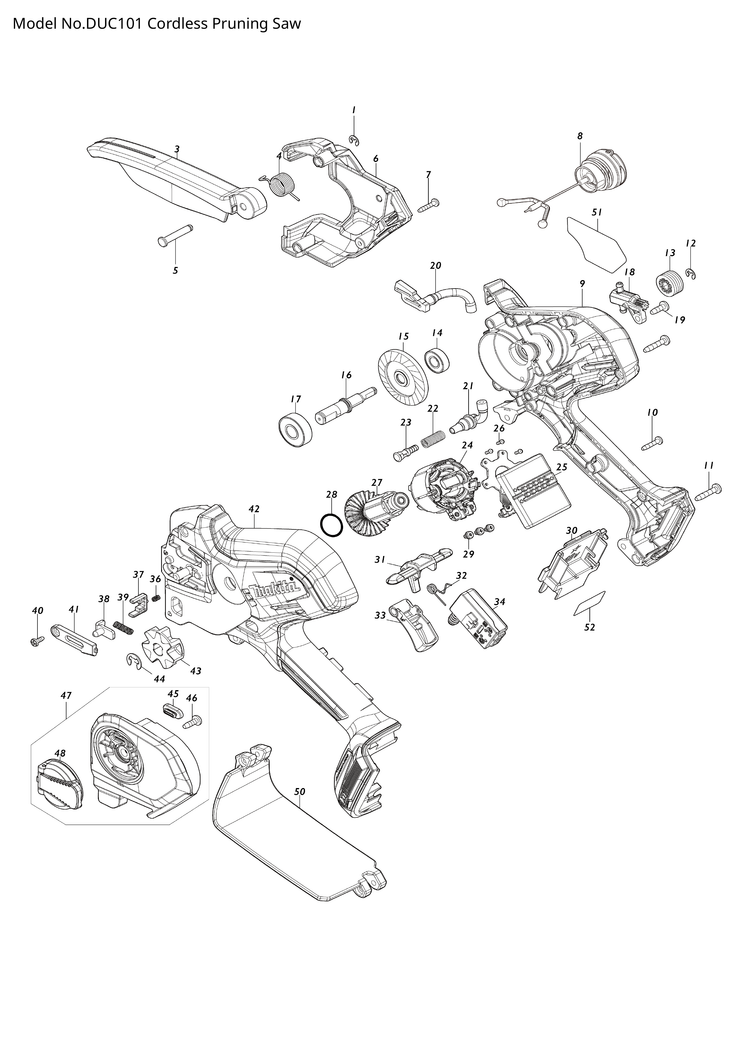 Makita DUC101 — сборочный чертёж, лист 1, деталь 183Y31-5 поз. 009