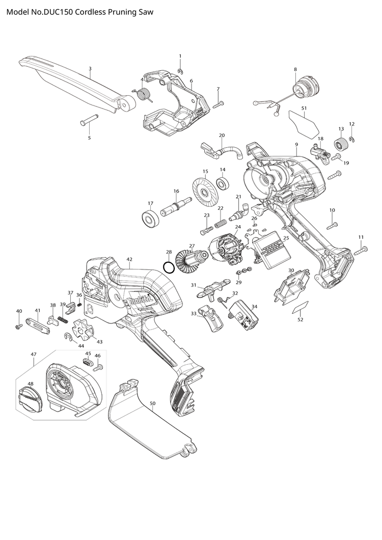 Makita DUC150 — сборочный чертёж, лист 1, деталь 141T89-0 поз. 050
