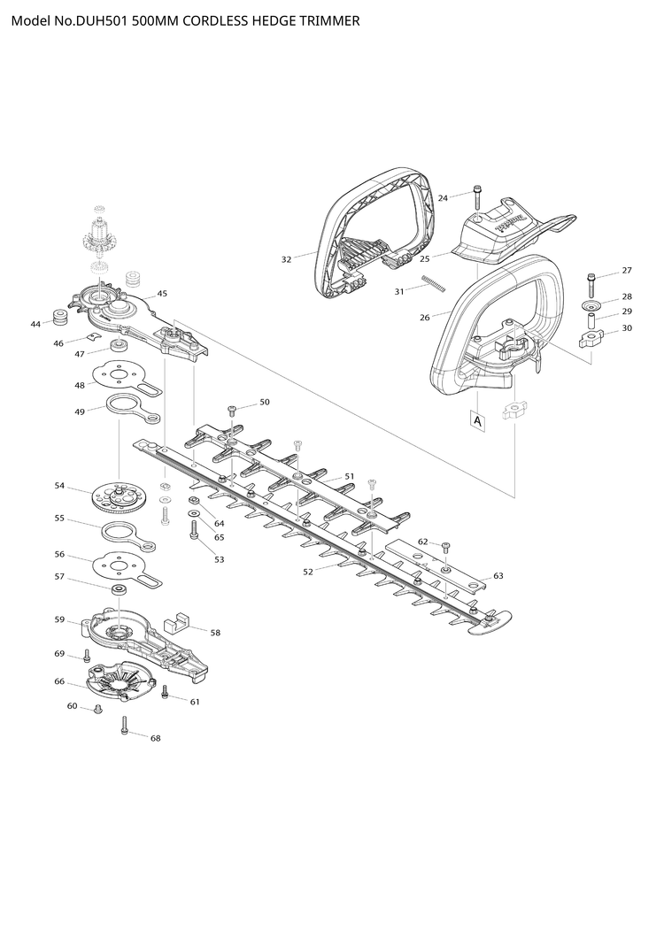 Makita DUH501 — сборочный чертёж, лист 2, деталь 620818-9 поз. 011