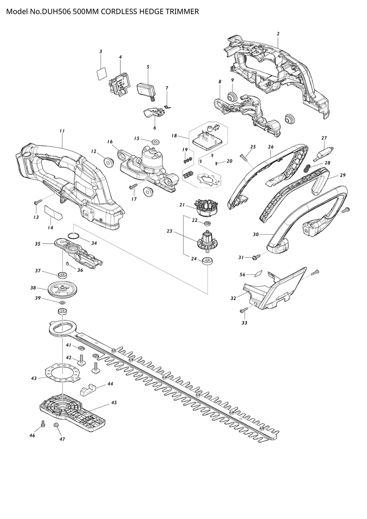 Makita DUH506 — сборочный чертёж, лист 1, деталь 141K44-8 поз. 038