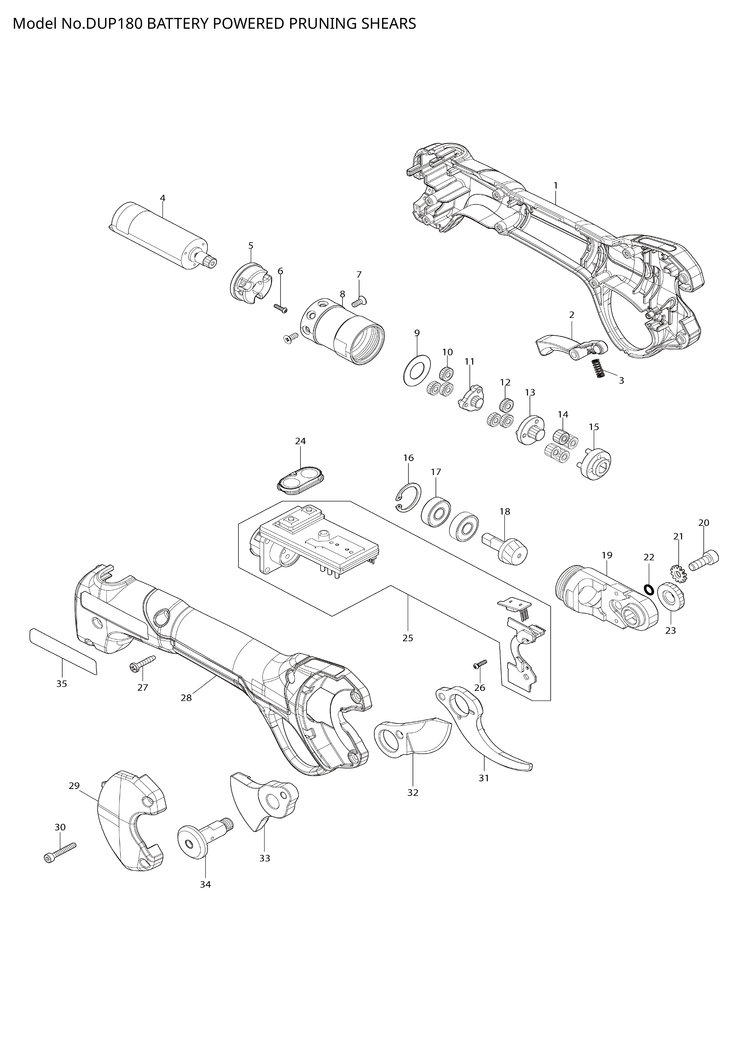 Makita DUP180 — сборочный чертёж, лист 1, деталь 141S62-4 поз. 029-1
