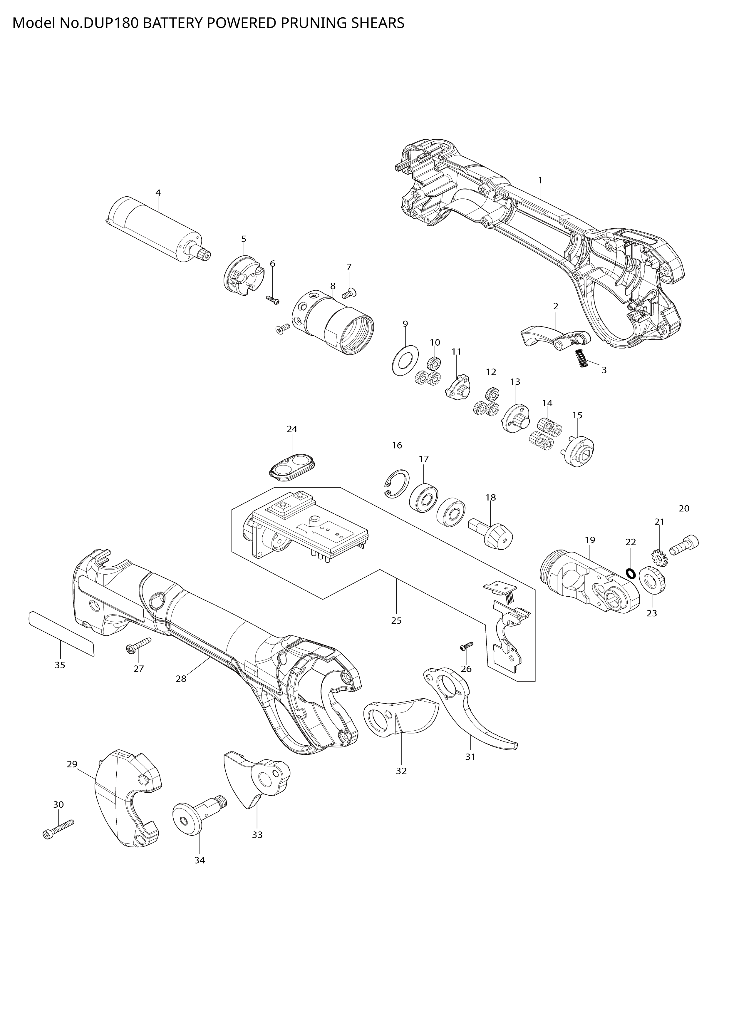 Makita DUP180 — сборочный чертёж, лист 1, деталь 162C23-5 поз. A04