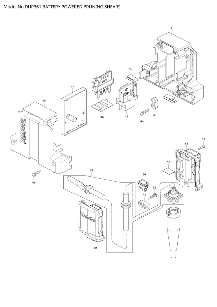 Makita DUP361 — сборочный чертёж, лист 2, деталь 651536-8 поз. 054