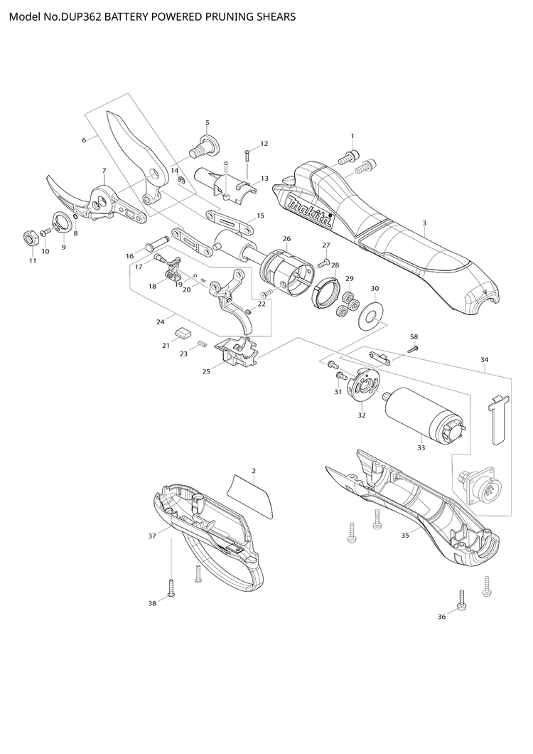 Makita DUP362 — сборочный чертёж, лист 1, деталь 127142-6 поз. 026