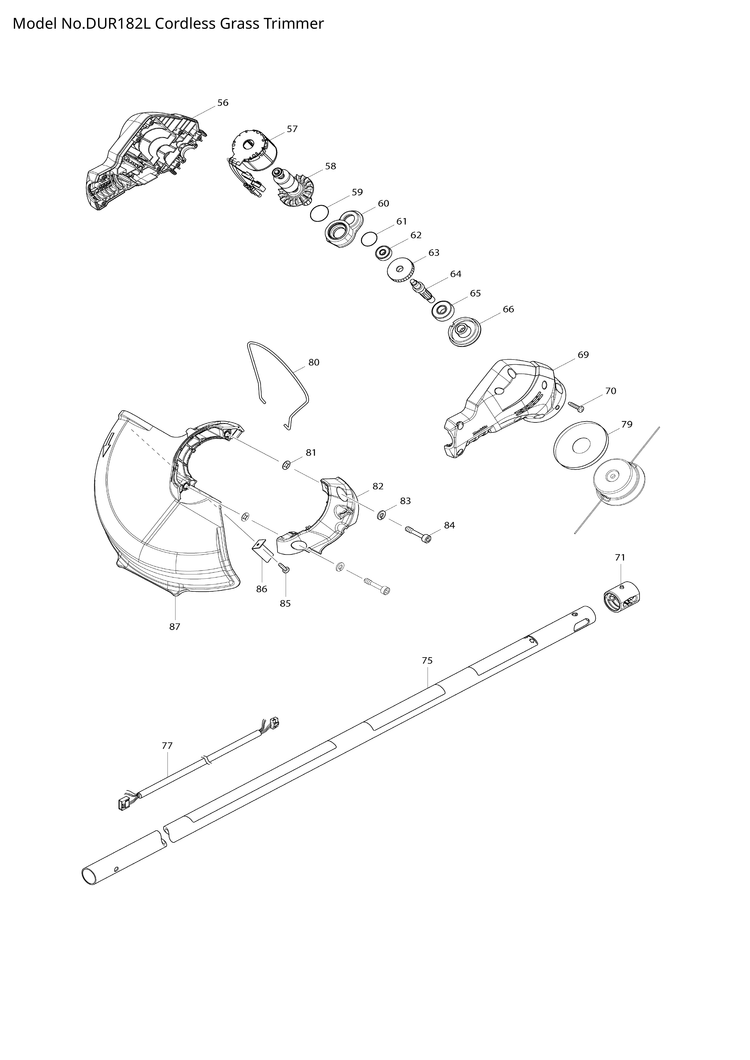 Makita DUR182L — сборочный чертёж, лист 2, деталь 650704-0 поз. 007