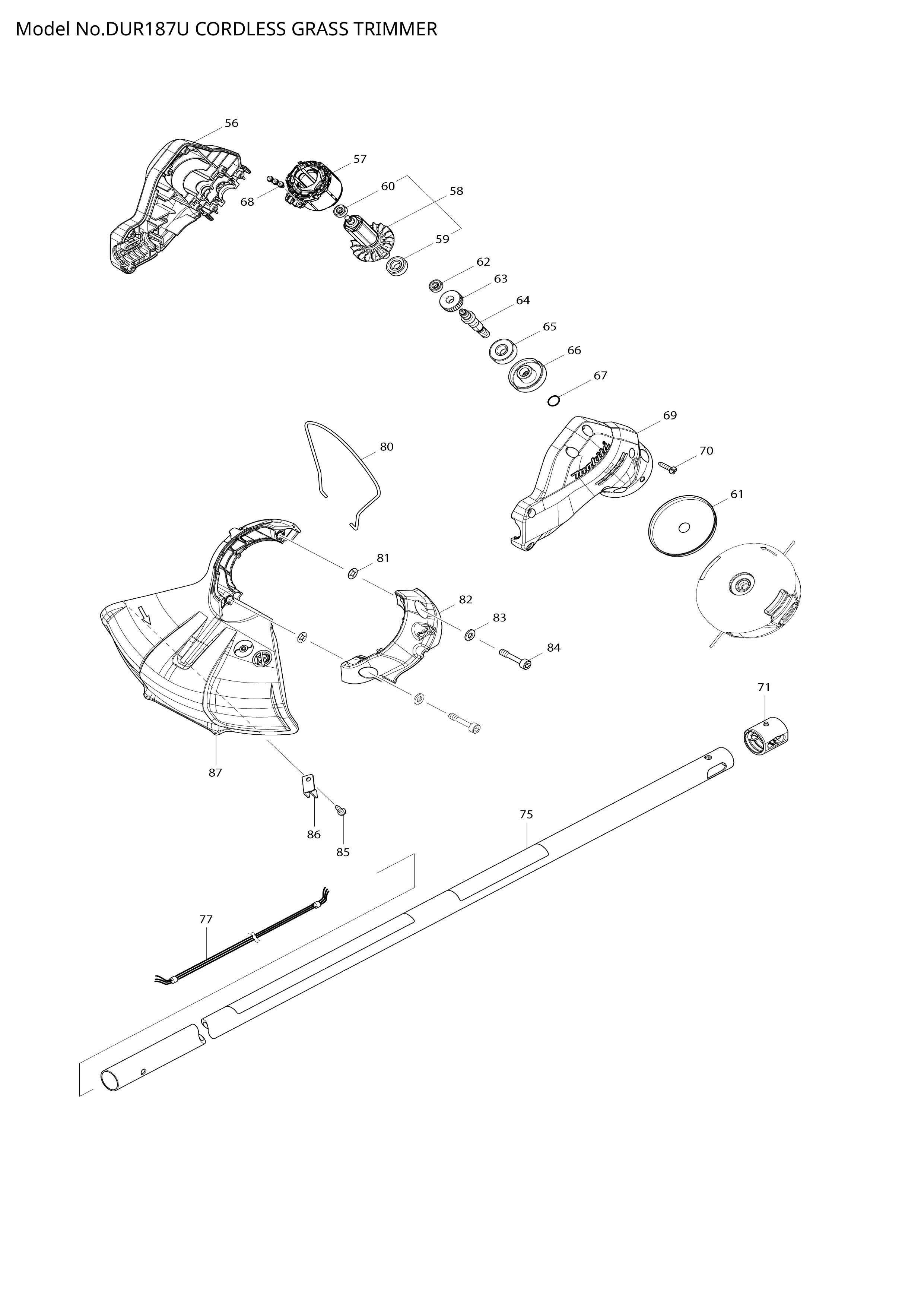 Makita DUR187U — сборочный чертёж, лист 2, деталь 232289-4 поз. C20