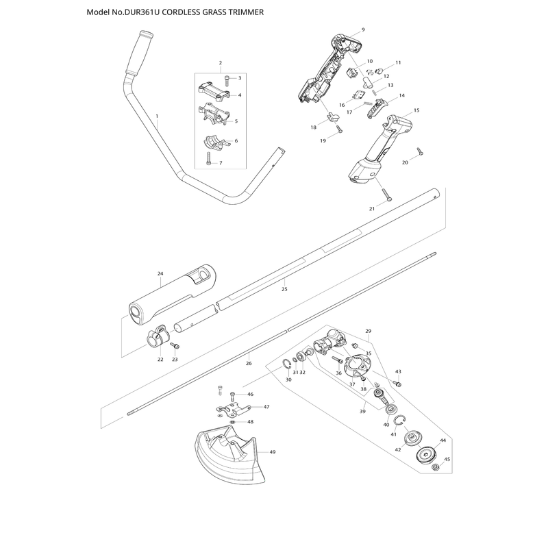 Makita DUR361U — сборочный чертёж, лист 1, деталь 142639-4 поз. 074