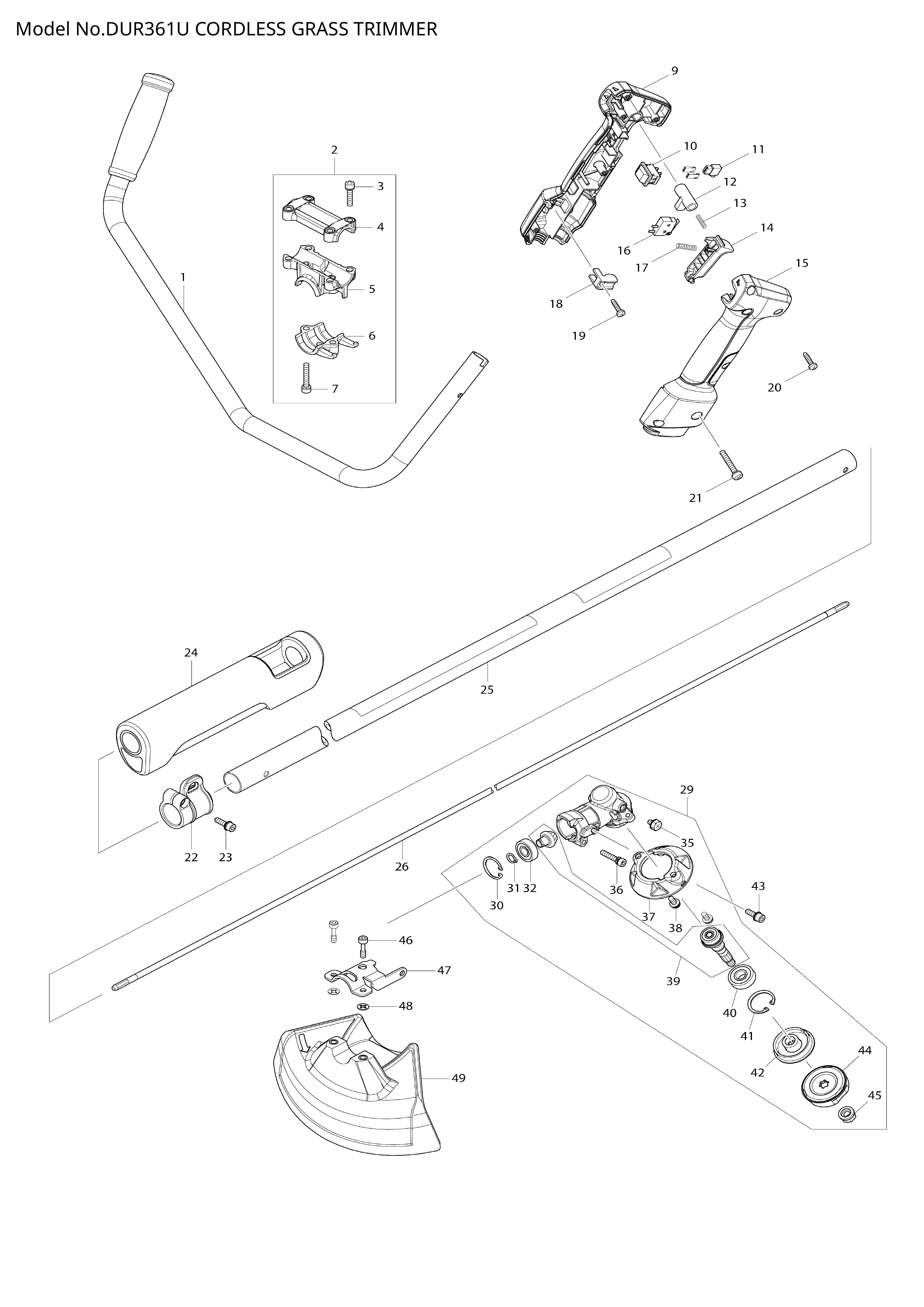 Makita DUR361U — сборочный чертёж, лист 1, деталь 620285-8 поз. 073