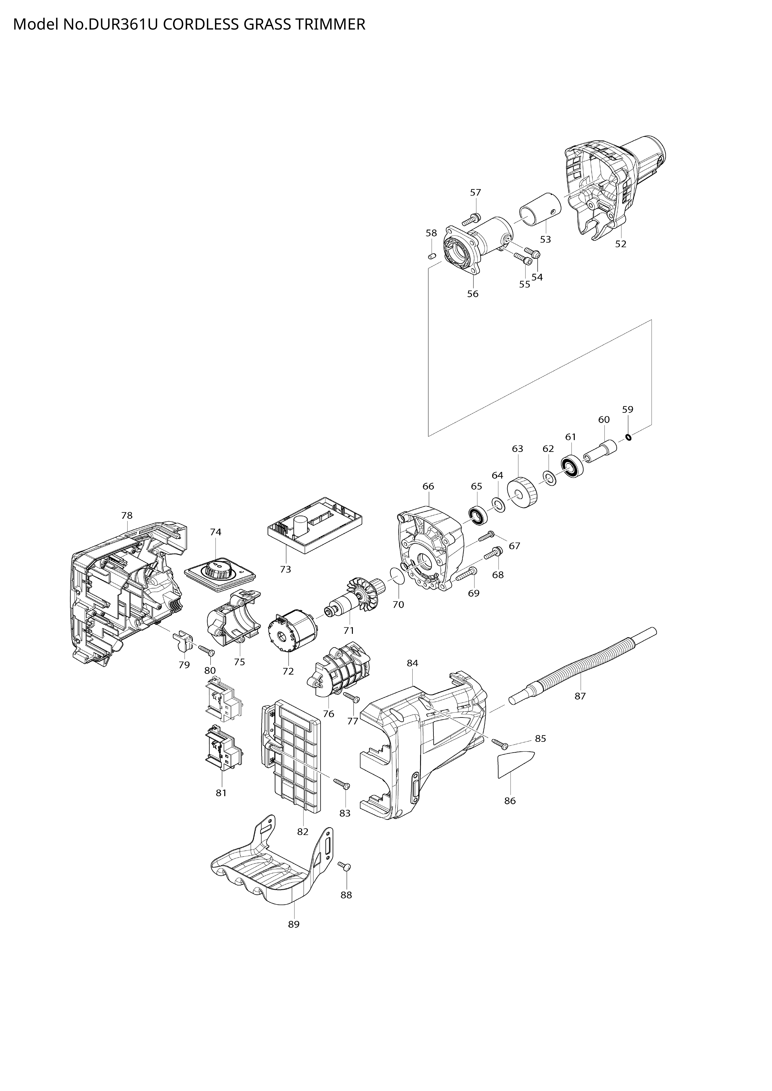 Makita DUR361U — сборочный чертёж, лист 2, деталь 620500-0 поз. 073-1