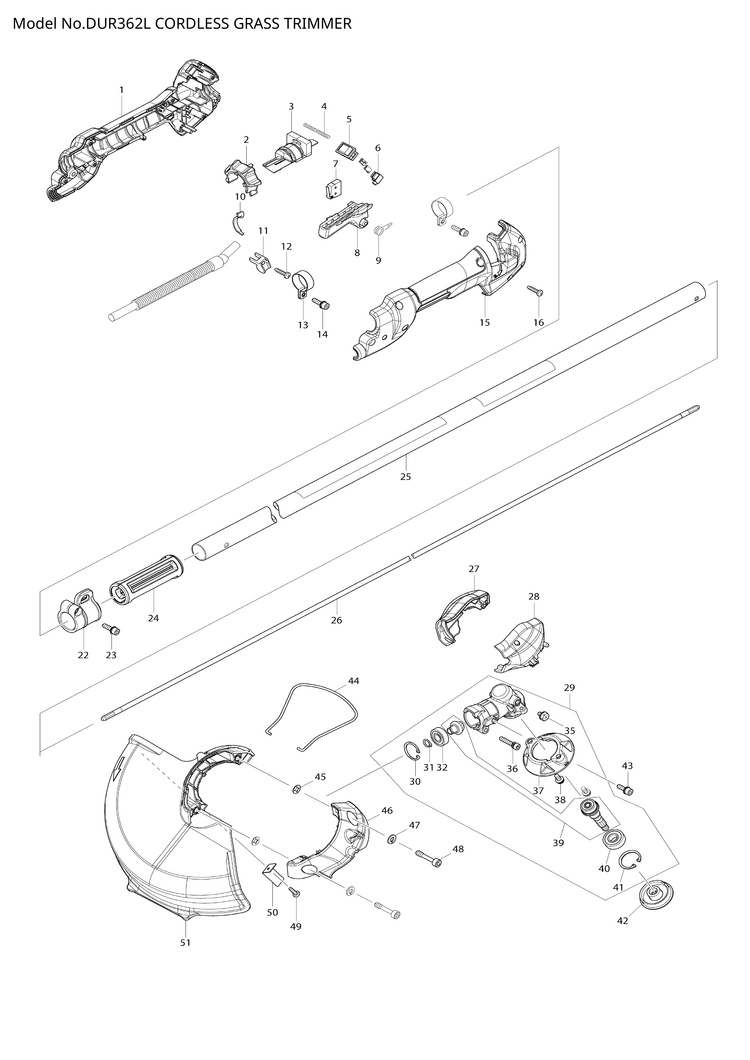 Makita DUR362L — сборочный чертёж, лист 1, деталь 142640-9 поз. 074