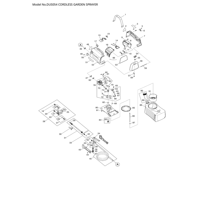 Makita DUS054 — сборочный чертёж, лист 1, деталь PR00000140 поз. 025