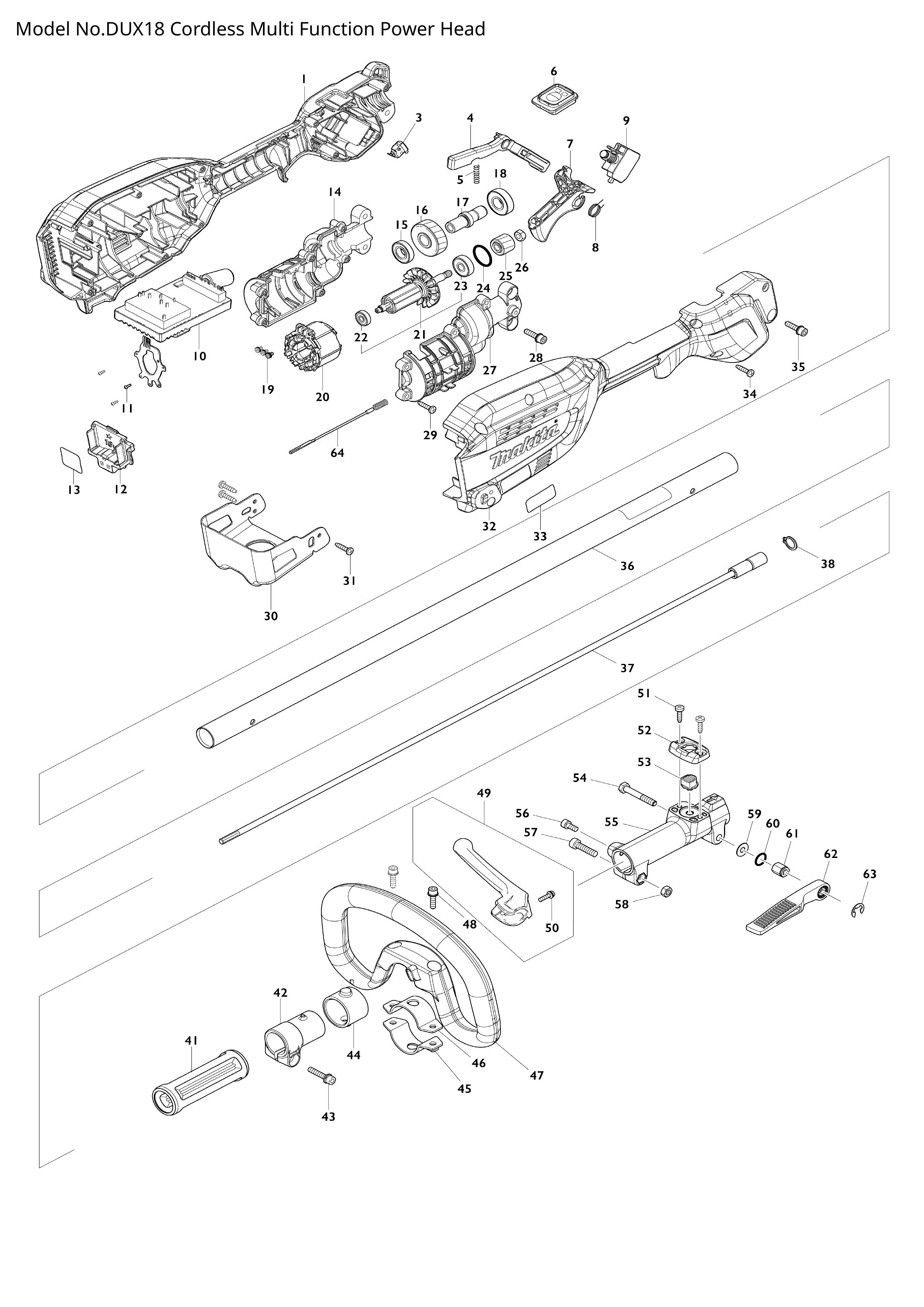 Makita DUX18 — сборочный чертёж, лист 1, деталь 183R81-8 поз. 001
