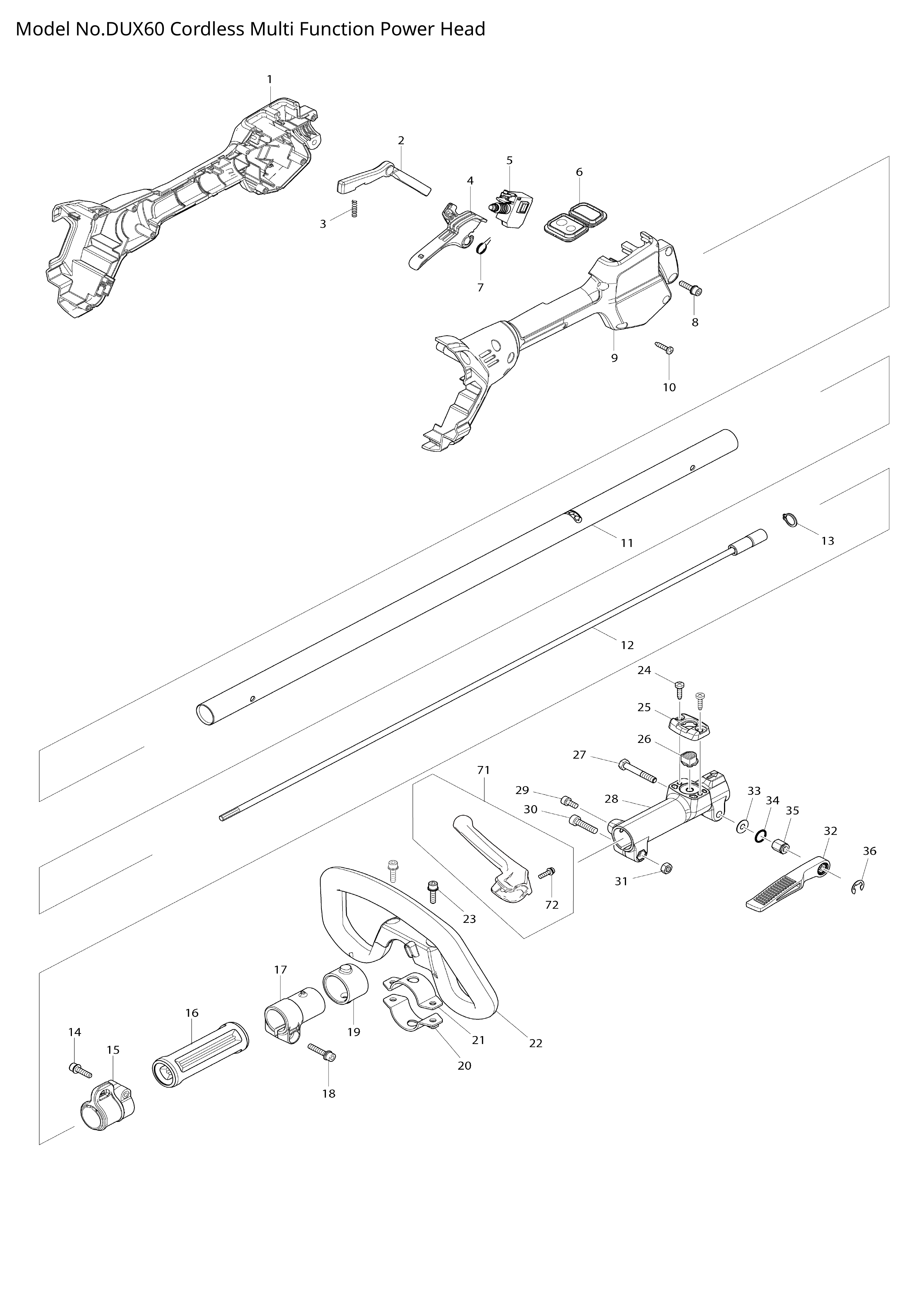 Makita DUX60 — сборочный чертёж, лист 1, деталь 620676-3 поз. 064