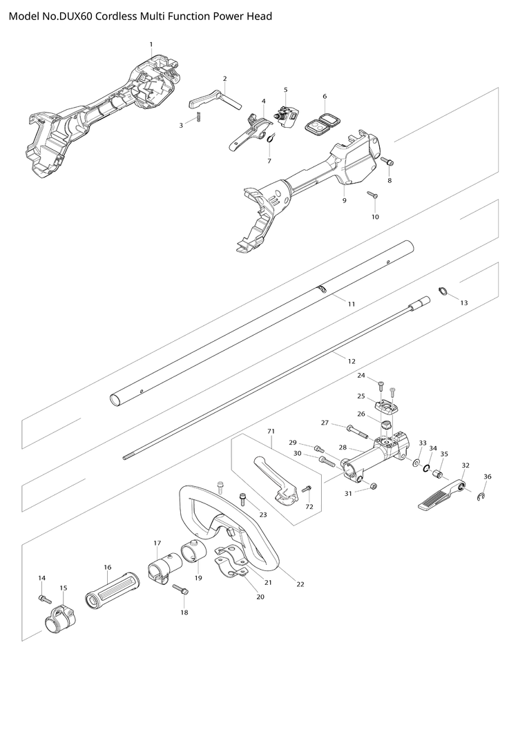 Makita DUX60 — сборочный чертёж, лист 1, деталь 620676-3 поз. 064