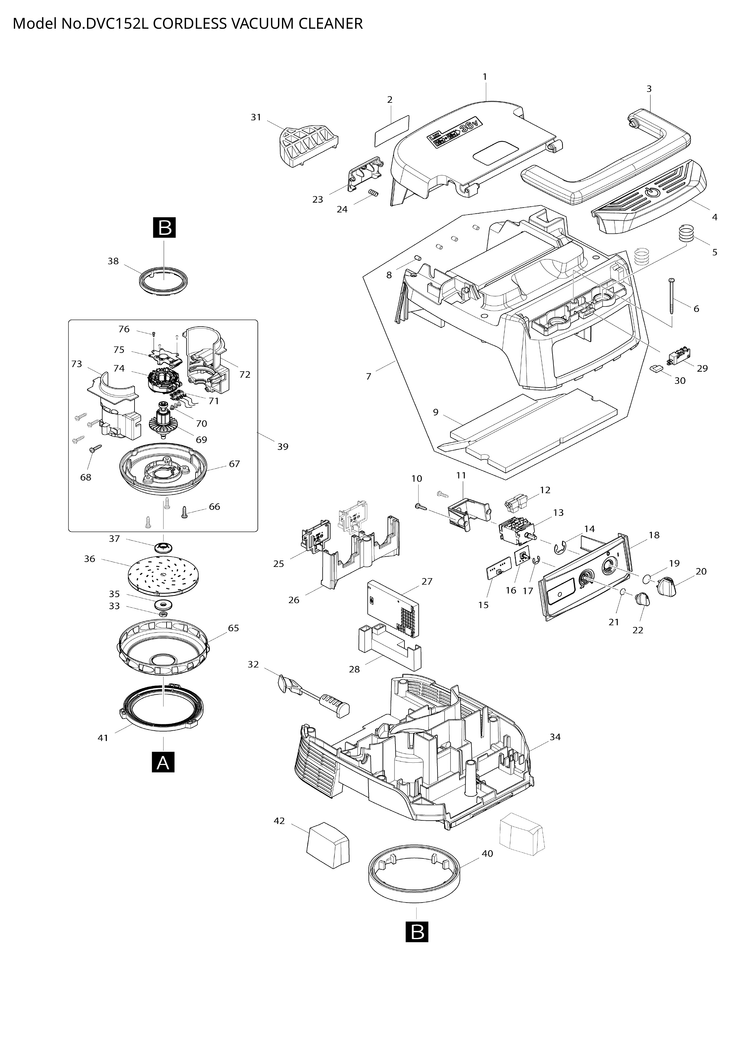 Makita DVC152L — сборочный чертёж, лист 1, деталь 620639-9 поз. 027