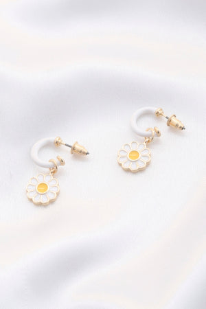 Daisy Charm Open Circle Earring