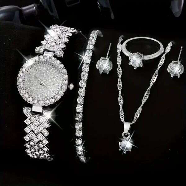 Diamonda - Watch, necklace, ring, earrings + gratis bracelet