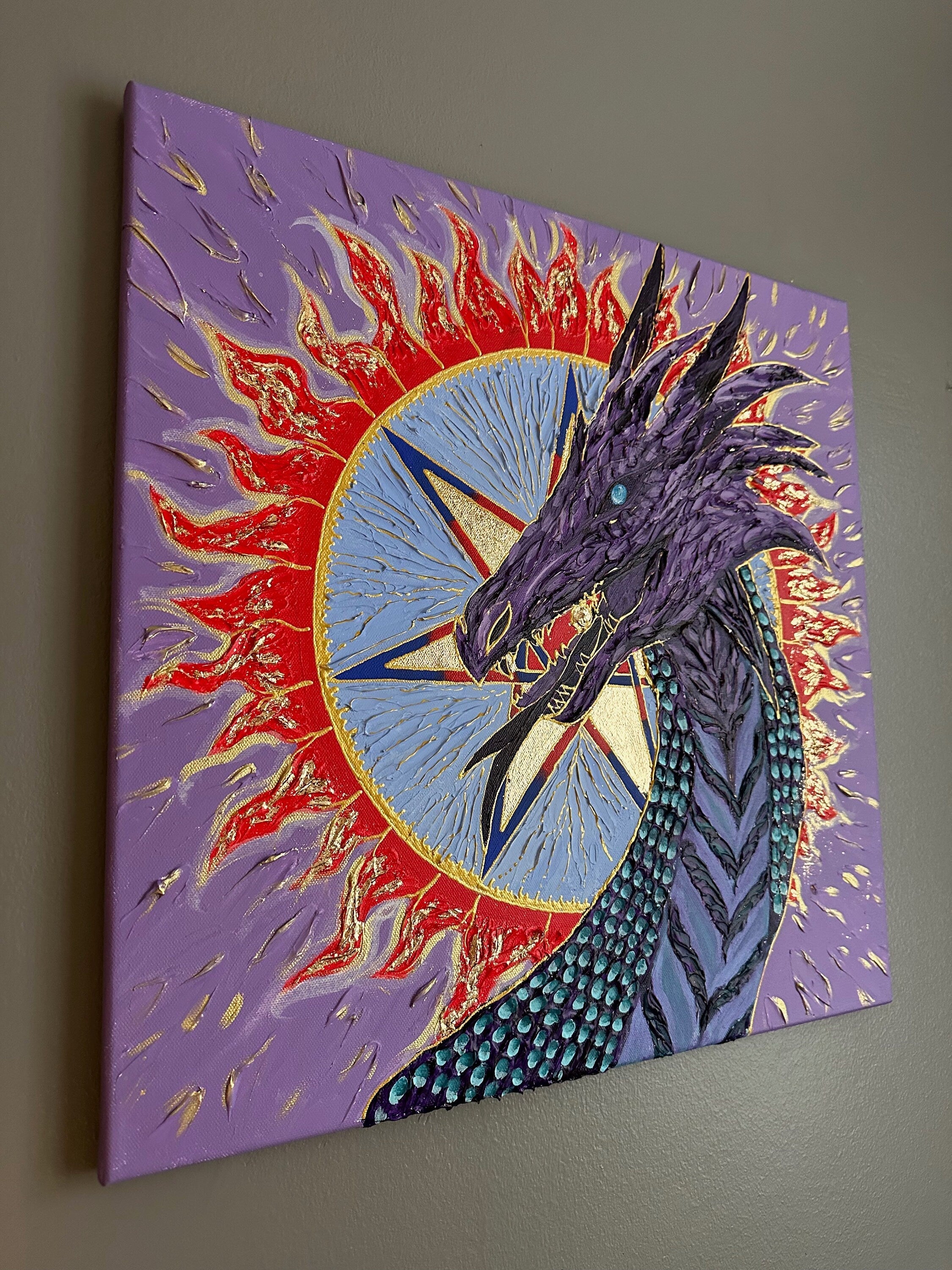 Dragon, Fiery Sun, Septagram, Mandala, Sacred Geometry