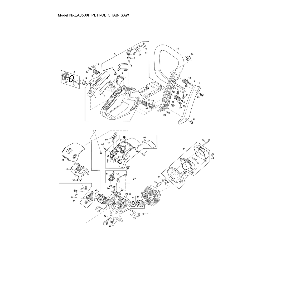 Makita EA3500F — сборочный чертёж, лист 1, деталь 195147010 поз. 032