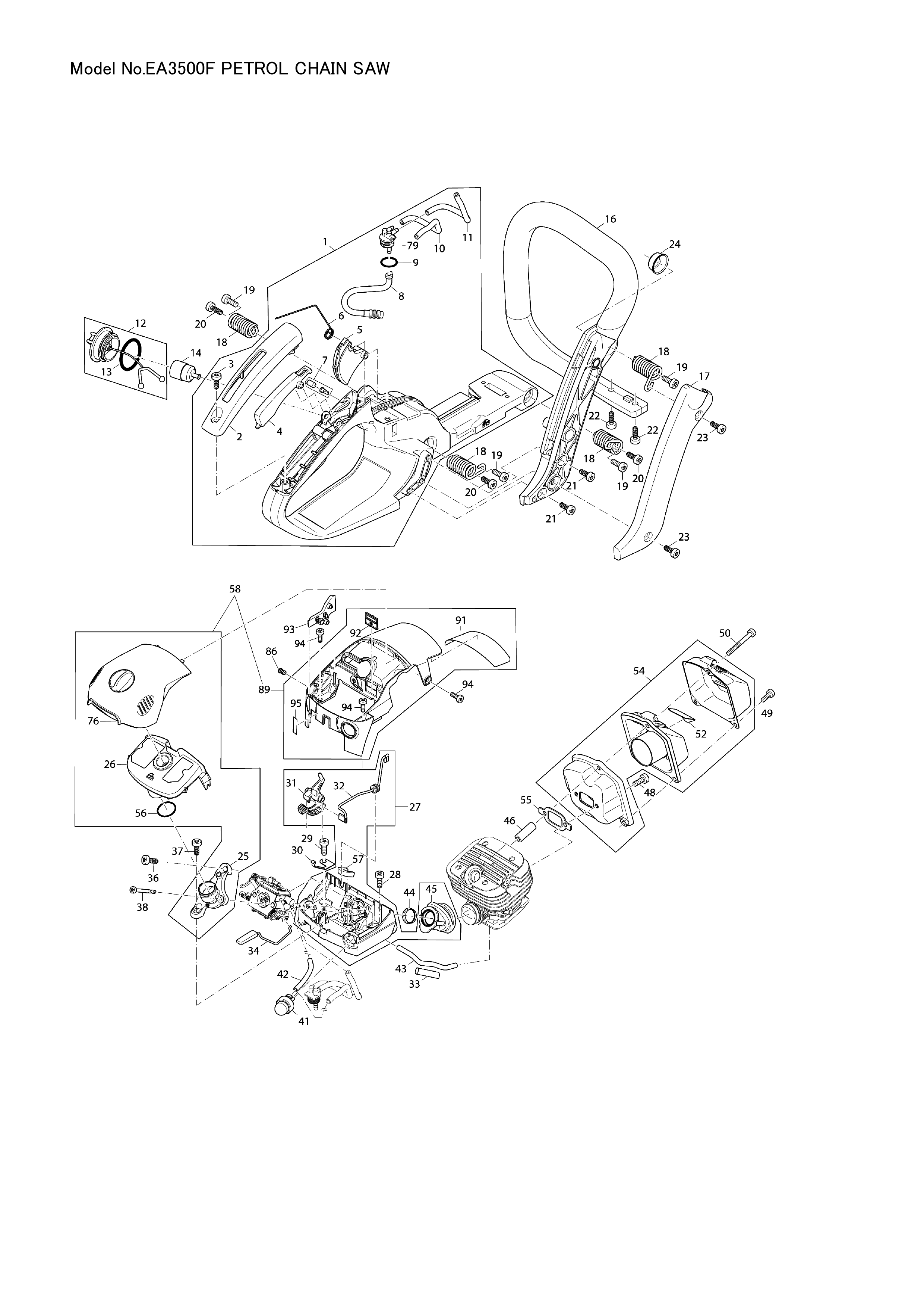 Makita EA3500F — сборочный чертёж, лист 1, деталь 219024-7 поз. 068-1