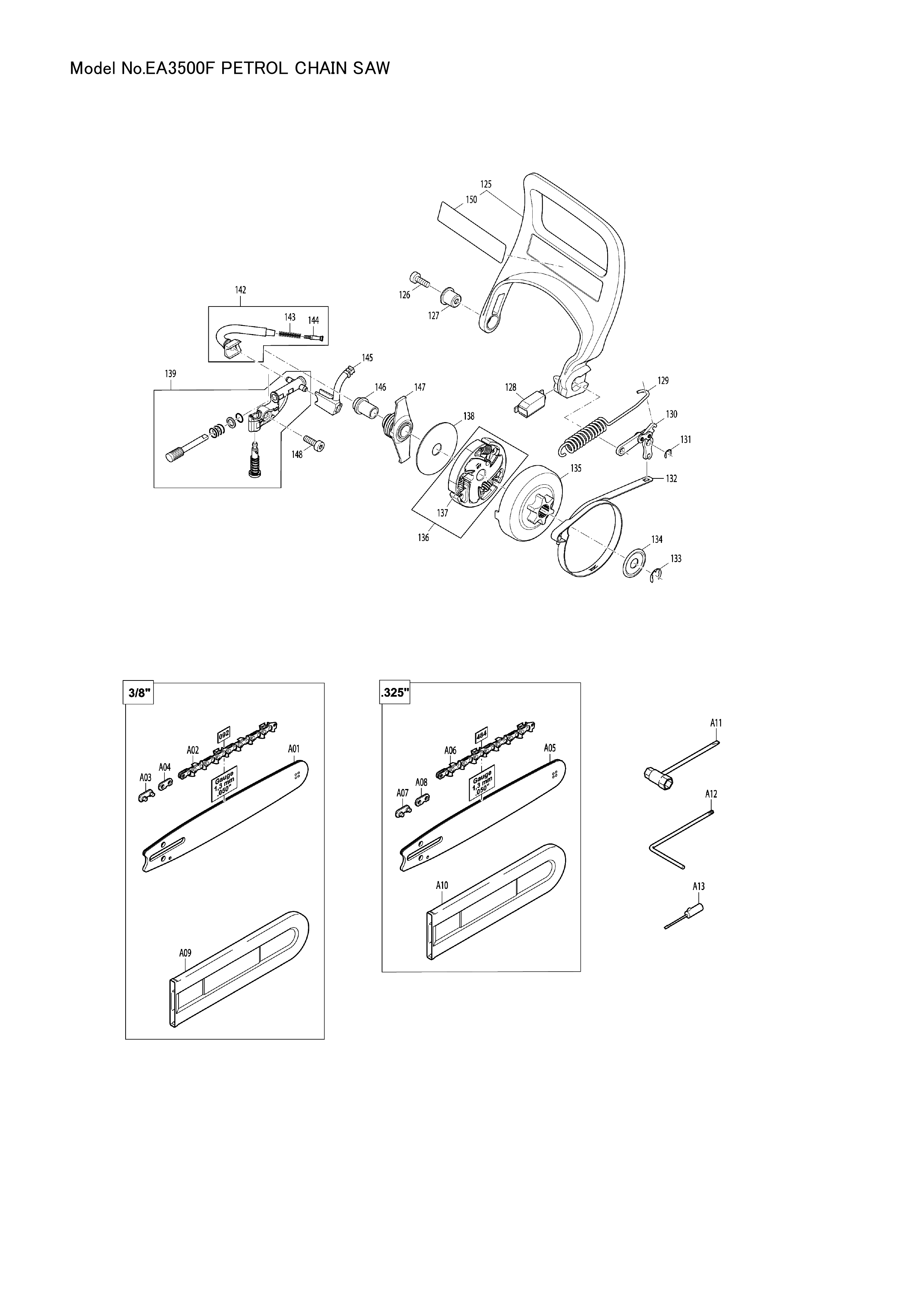 Makita EA3500F — сборочный чертёж, лист 4, деталь 195147010 поз. 032