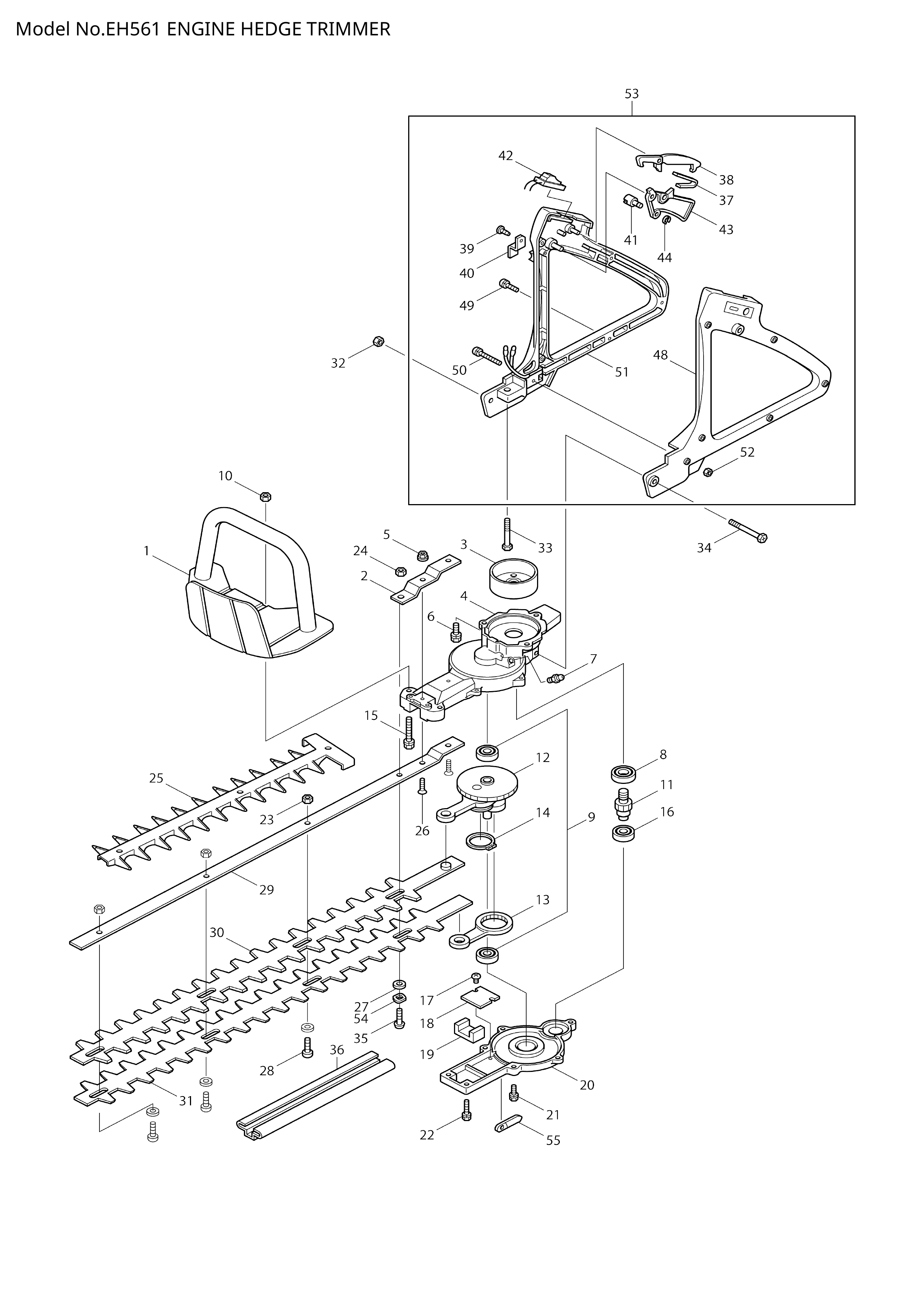 Makita EH561 — сборочный чертёж, лист 1, деталь 5257001020 поз. 075