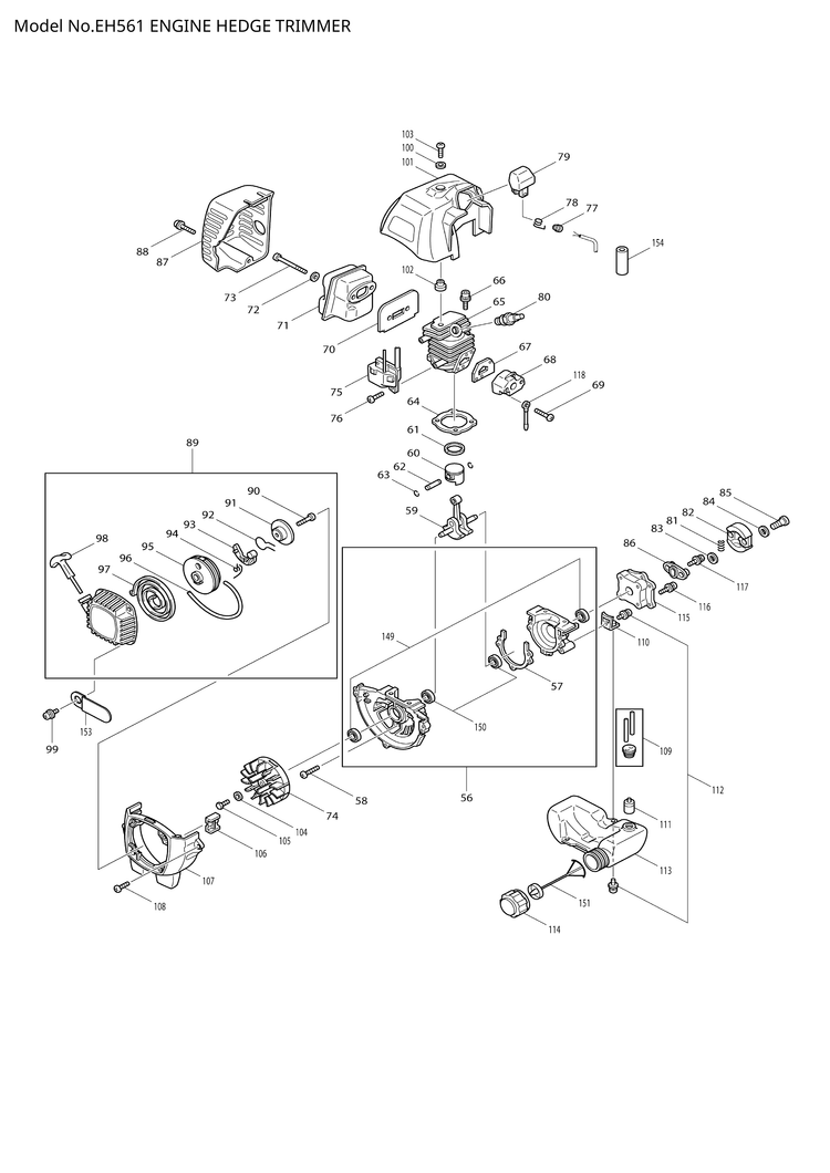 Makita EH561 — сборочный чертёж, лист 2, деталь 5257001020 поз. 075