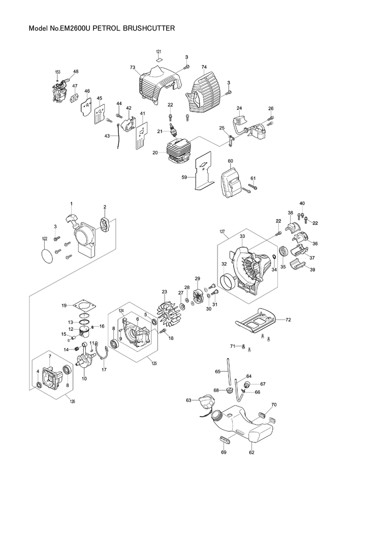 Makita EM2600U — сборочный чертёж, лист 1, деталь DA00000423 поз. 057