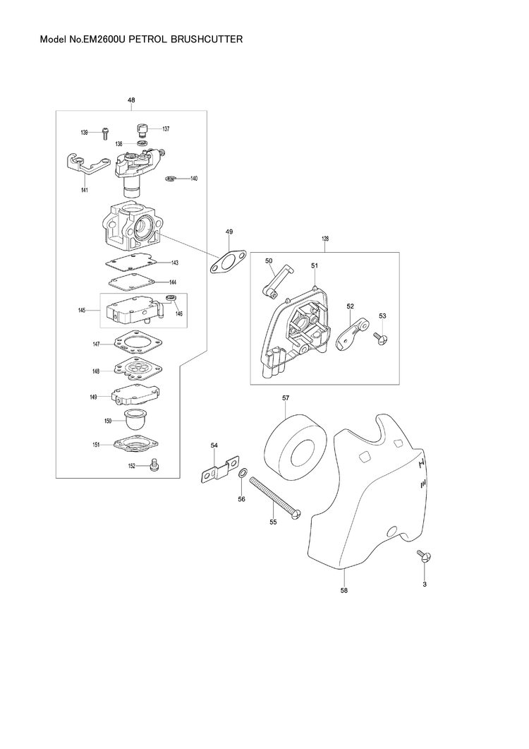 Makita EM2600U — сборочный чертёж, лист 2, деталь DA00000423 поз. 057