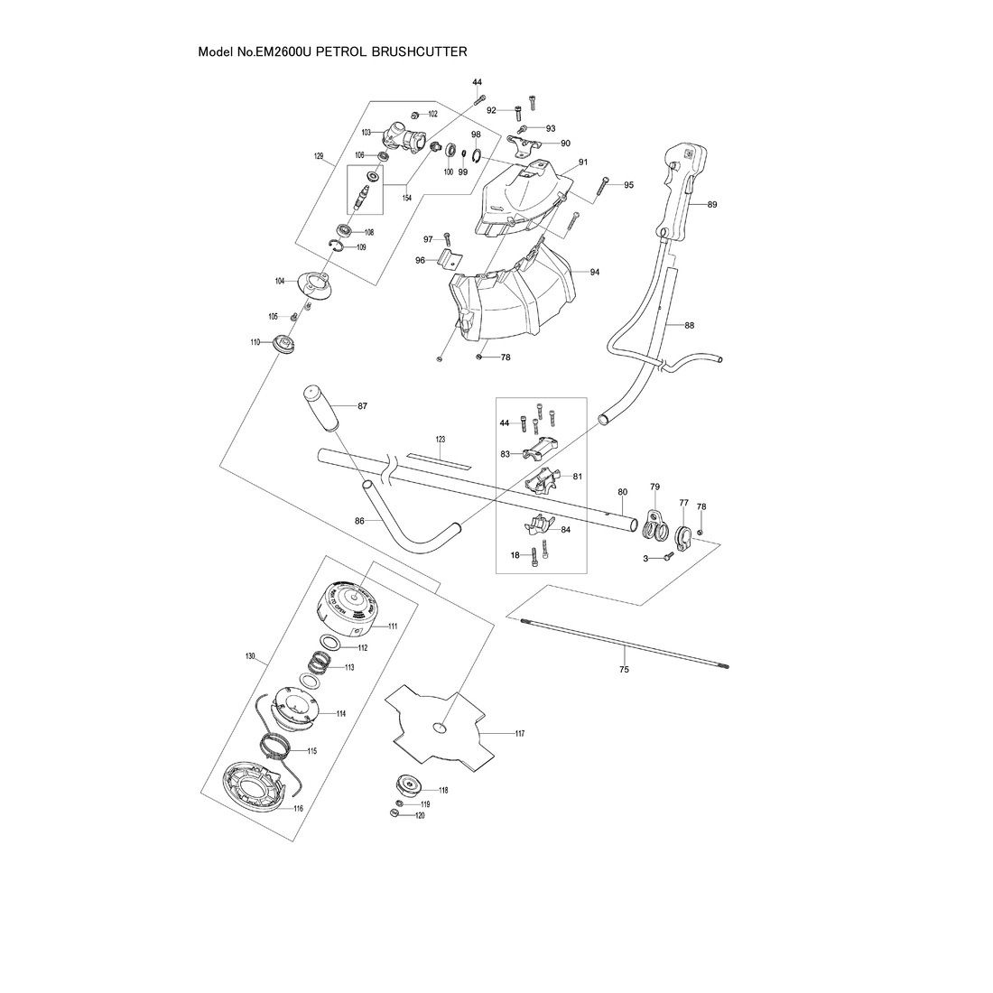 Makita EM2600U — сборочный чертёж, лист 3, деталь DA00000423 поз. 057