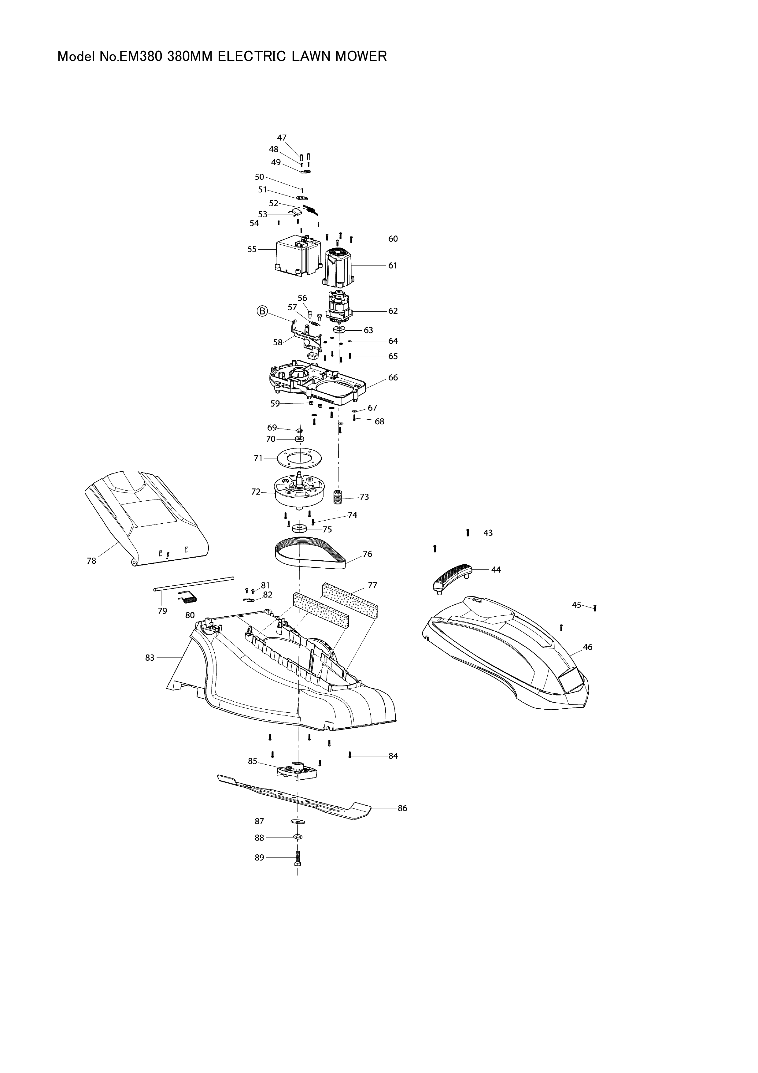 Makita EM380 — сборочный чертёж, лист 2, деталь DA00000926 поз. 009