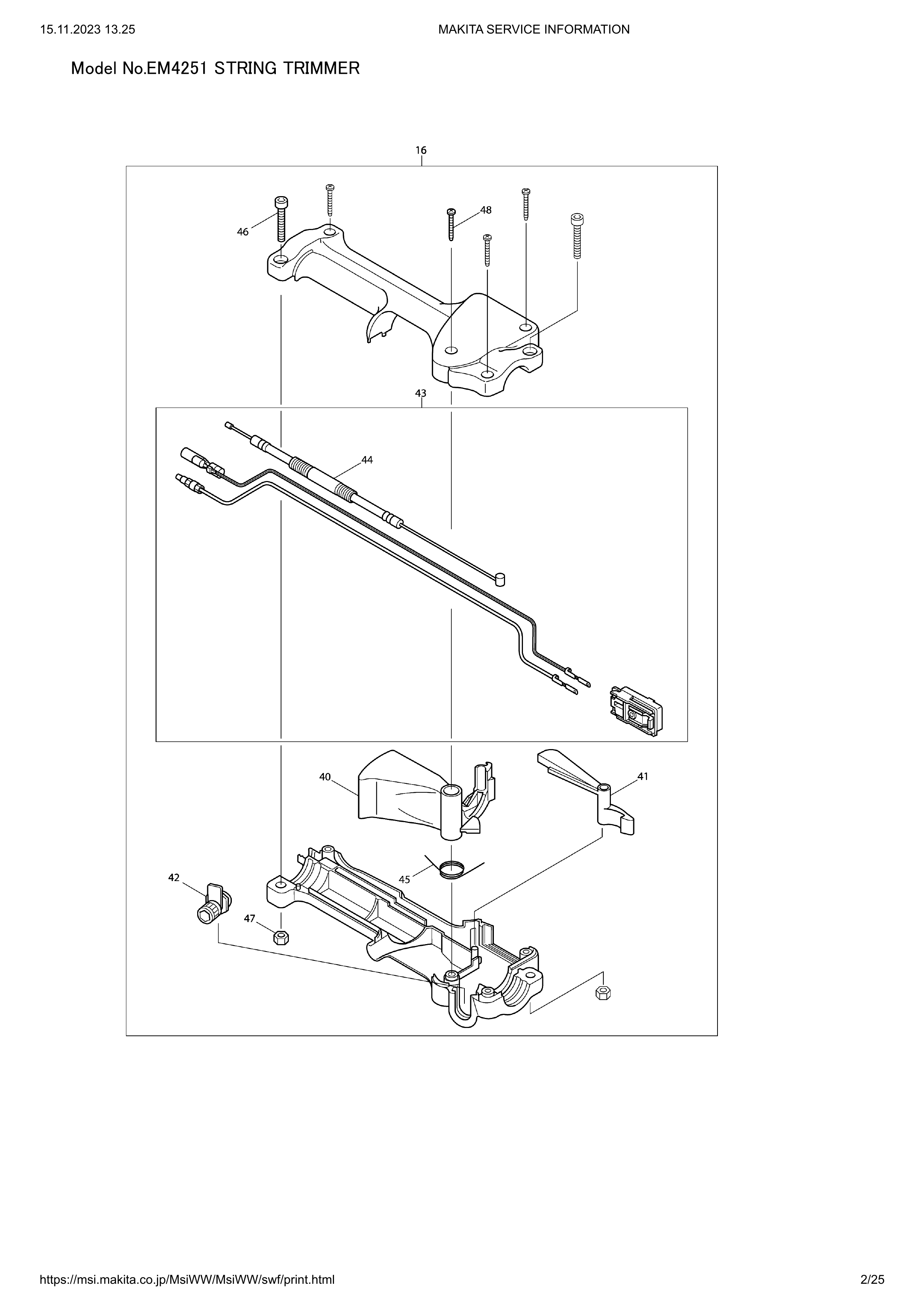 Makita EM4251 — сборочный чертёж, лист 2, деталь 5921005001 поз. 049