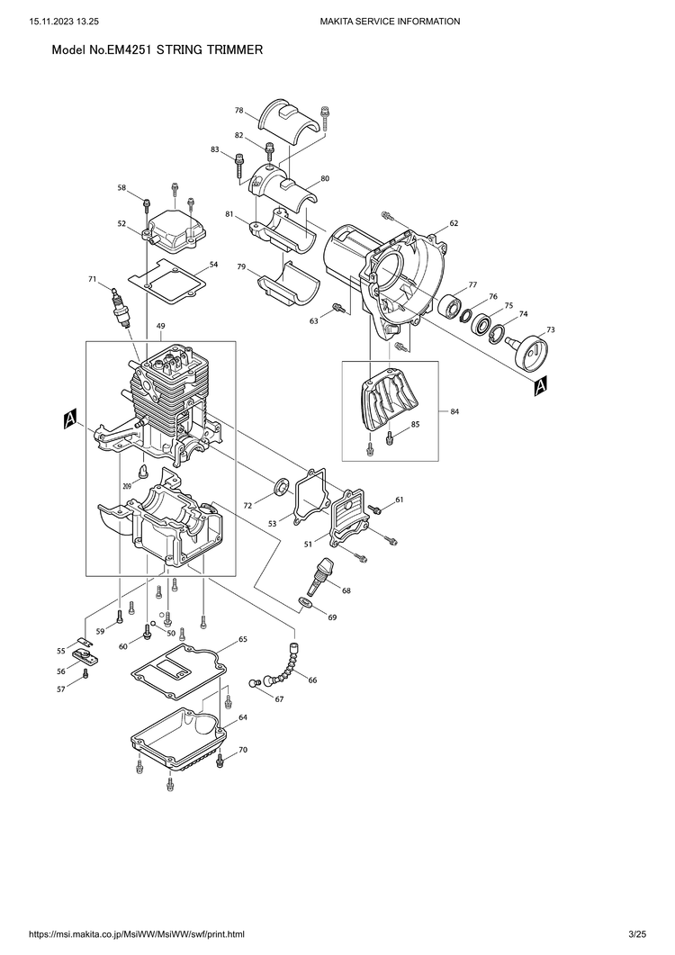 Makita EM4251 — сборочный чертёж, лист 3, деталь 5921005001 поз. 049