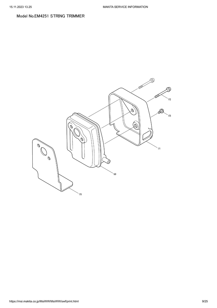 Makita EM4251 — сборочный чертёж, лист 9, деталь 5921005001 поз. 049