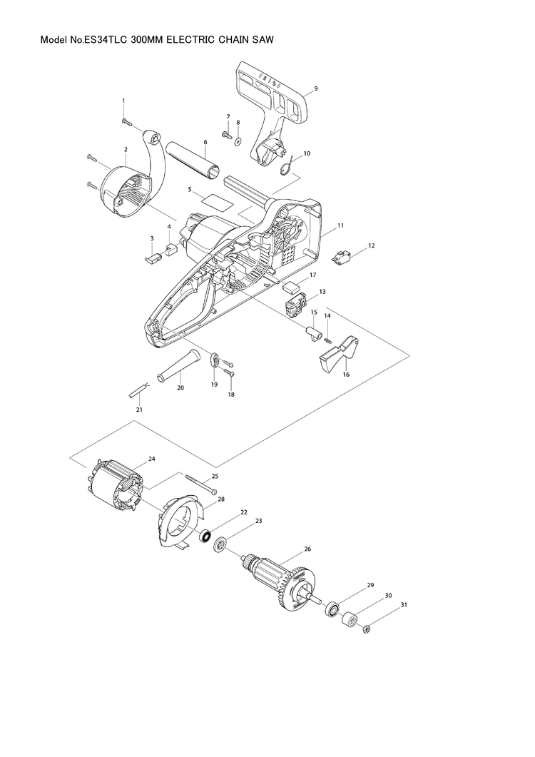 Makita ES-34TLC — сборочный чертёж, лист 1, деталь 511A83-6 поз. 026-1