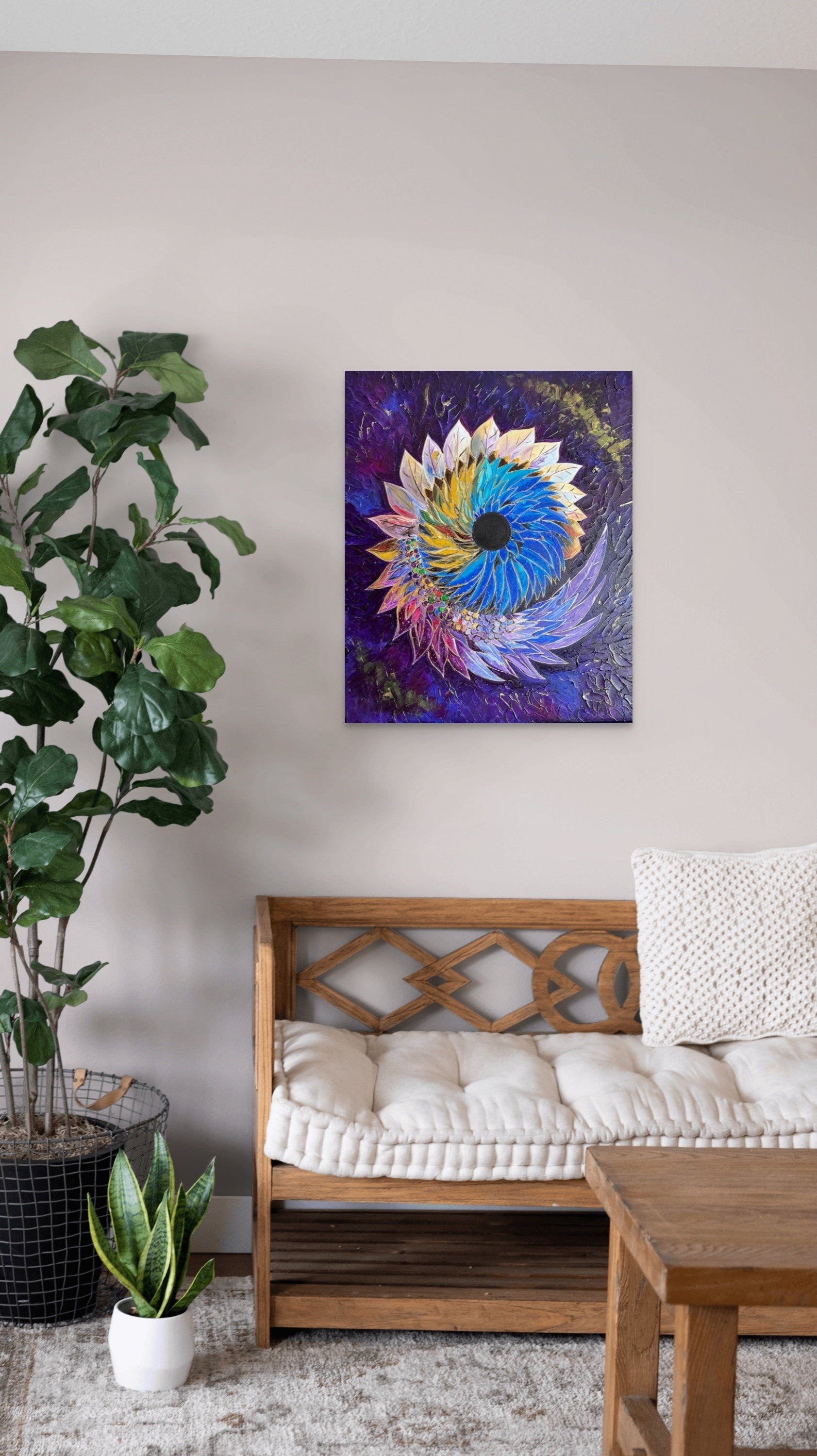 Embrace your shadow side, Eye, spiral, sacred geometry energy painting