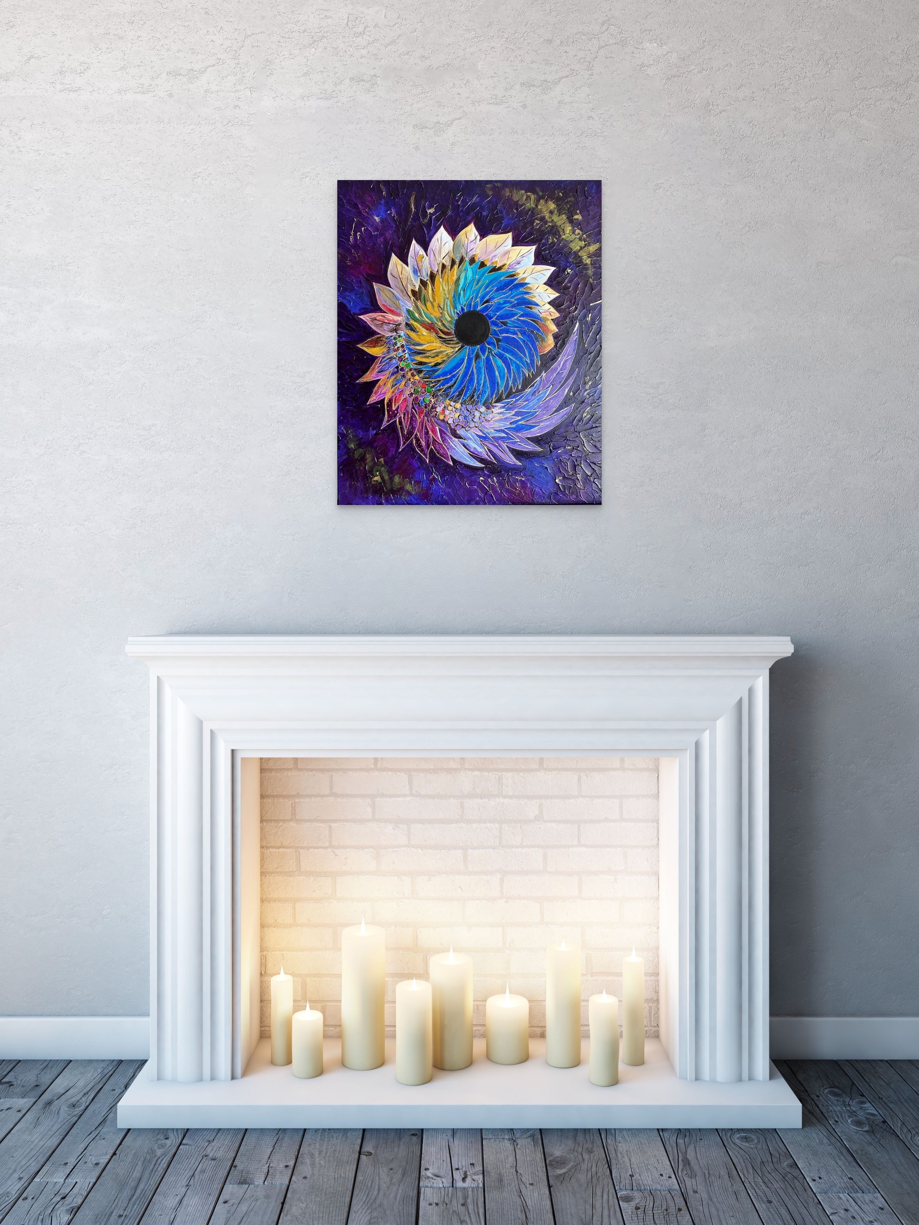 Embrace your shadow side, Eye, spiral, sacred geometry energy painting