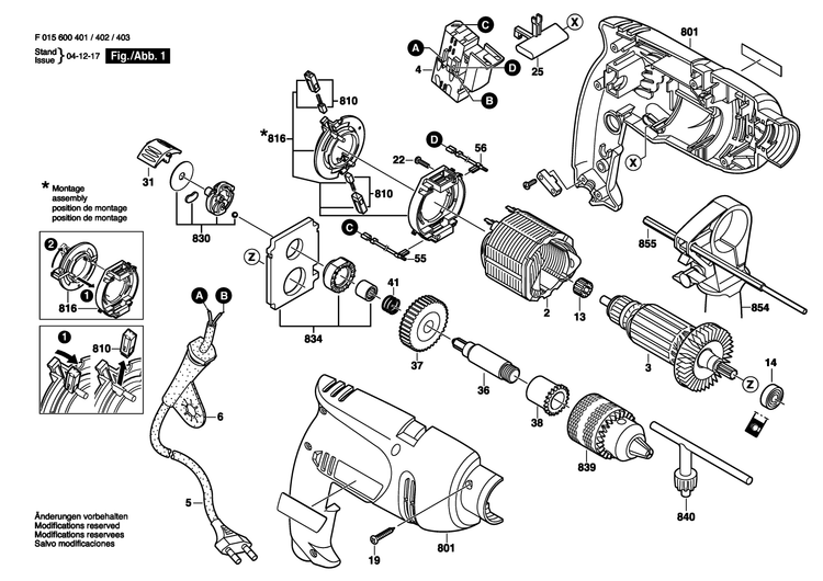Bosch F015600401 — взрыв-схема, лист 1
