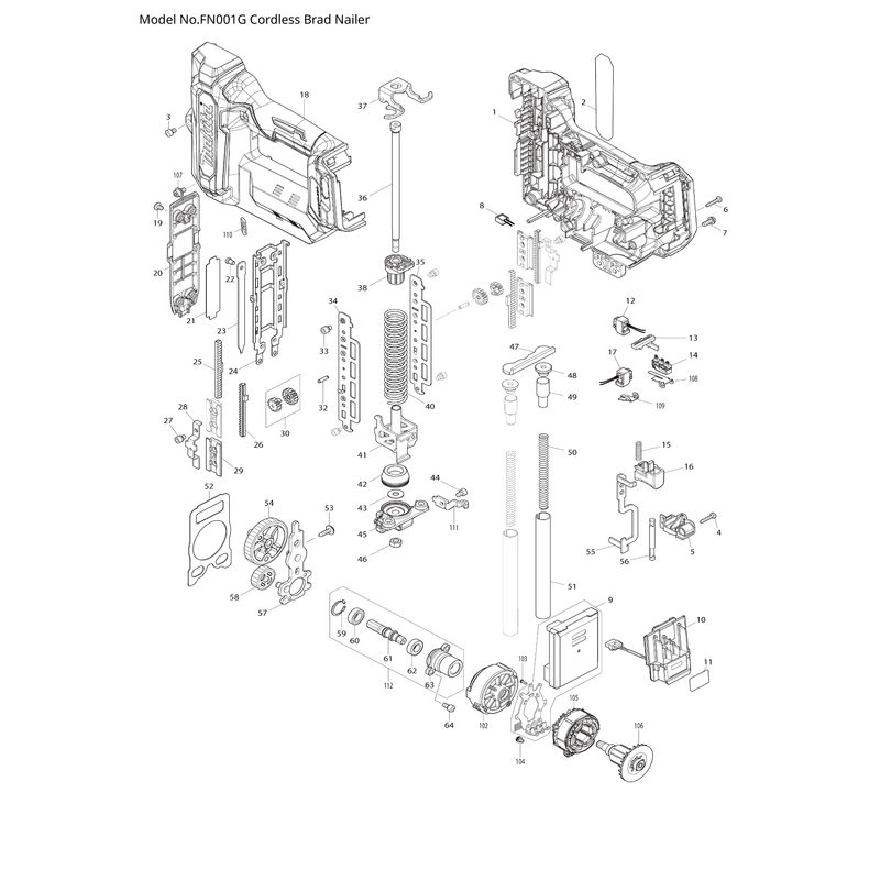 Makita FN001G — сборочный чертёж, лист 1, деталь 413327-3 поз. 005