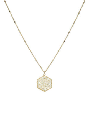 Fashion Pearl Wraps Hexagon Pendant Necklace