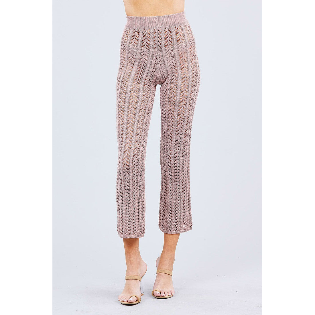 Flare Long Fishnet Sweater Pants