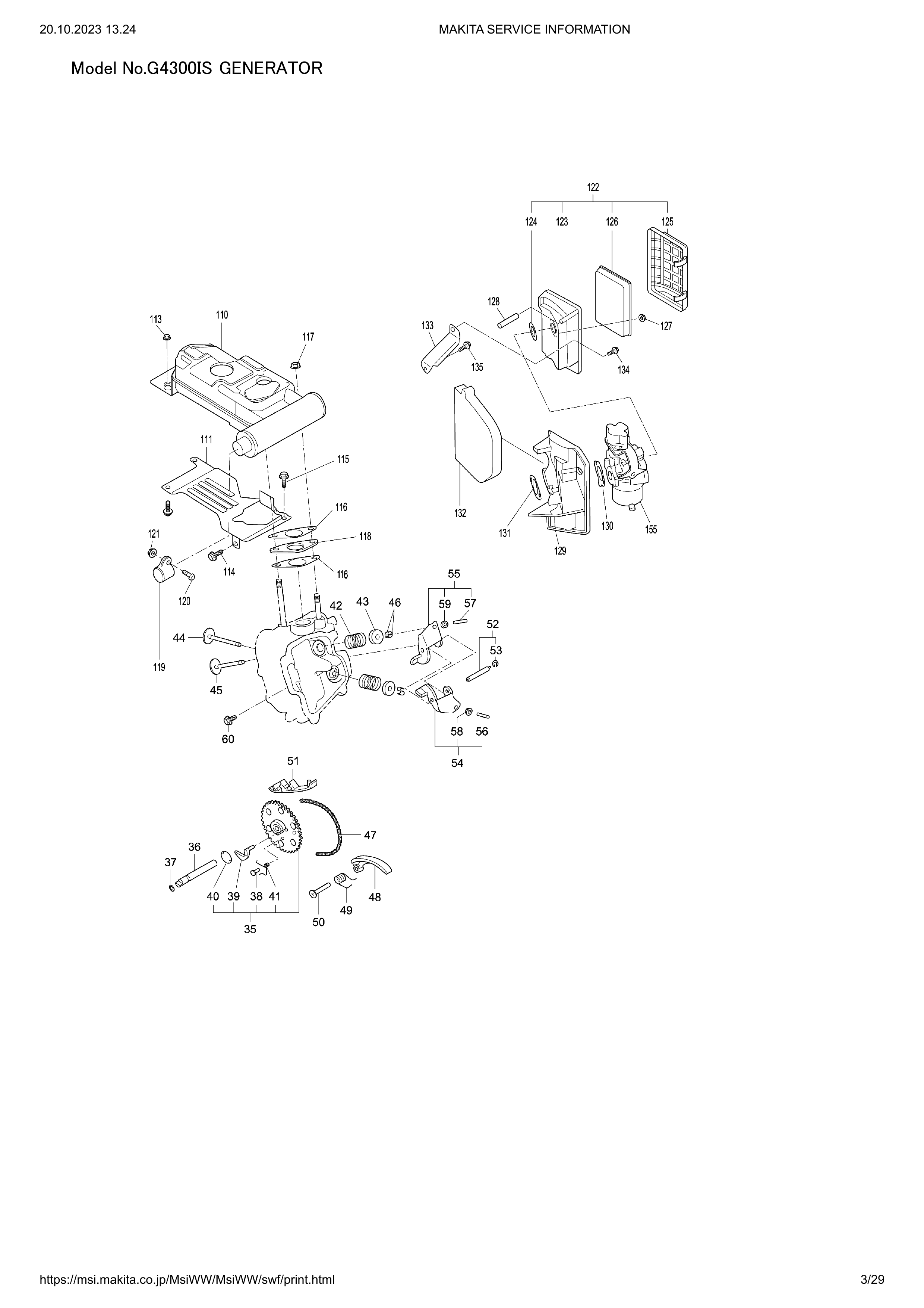 Makita G4300IS — сборочный чертёж, лист 3, деталь 2793261208 поз. 126