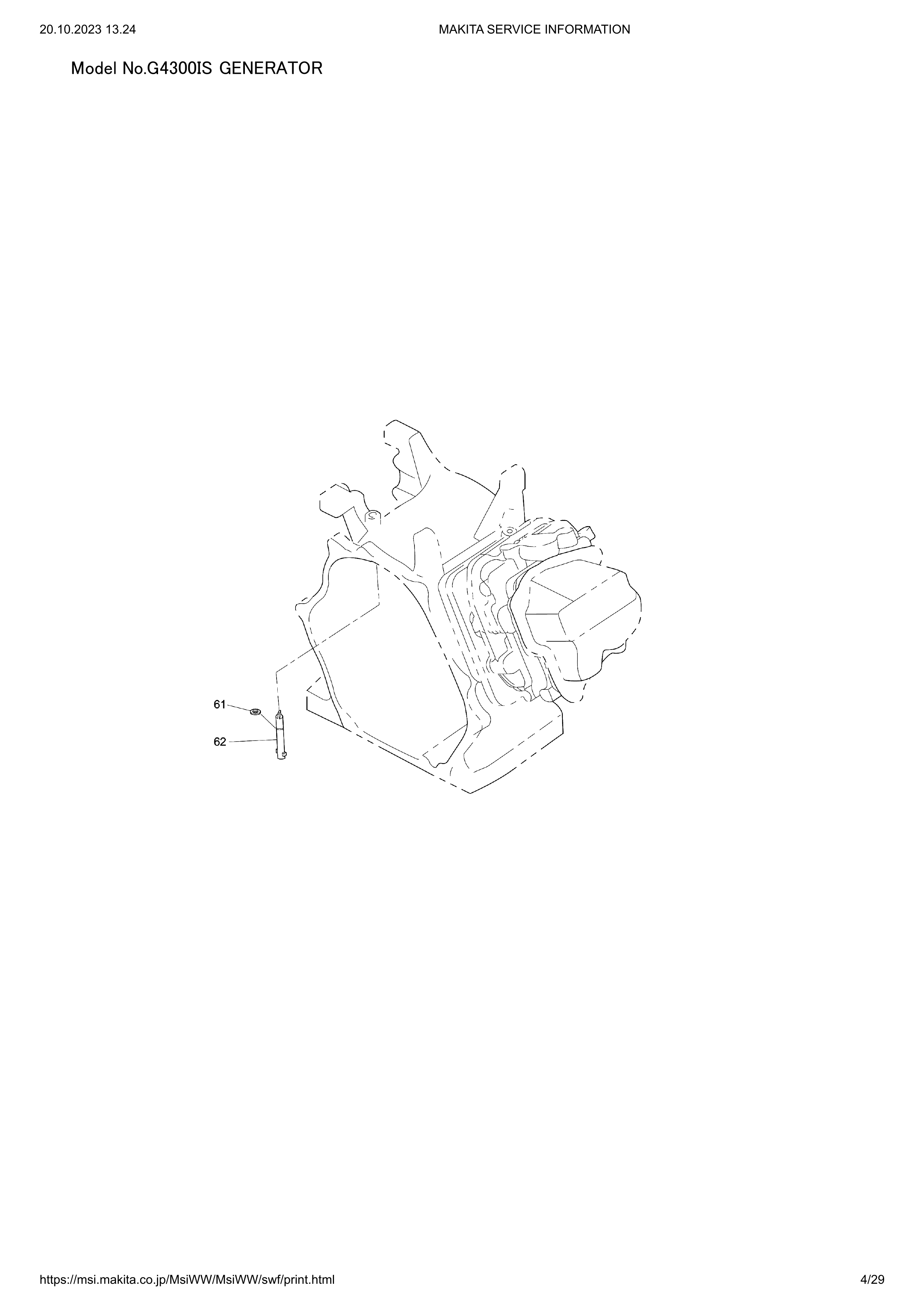 Makita G4300IS — сборочный чертёж, лист 4, деталь 2791010251 поз. 001