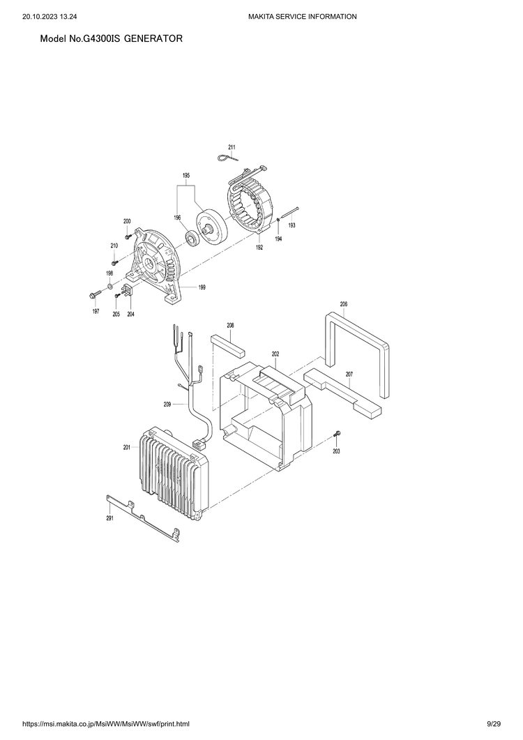 Makita G4300IS — сборочный чертёж, лист 9, деталь 2791010251 поз. 001
