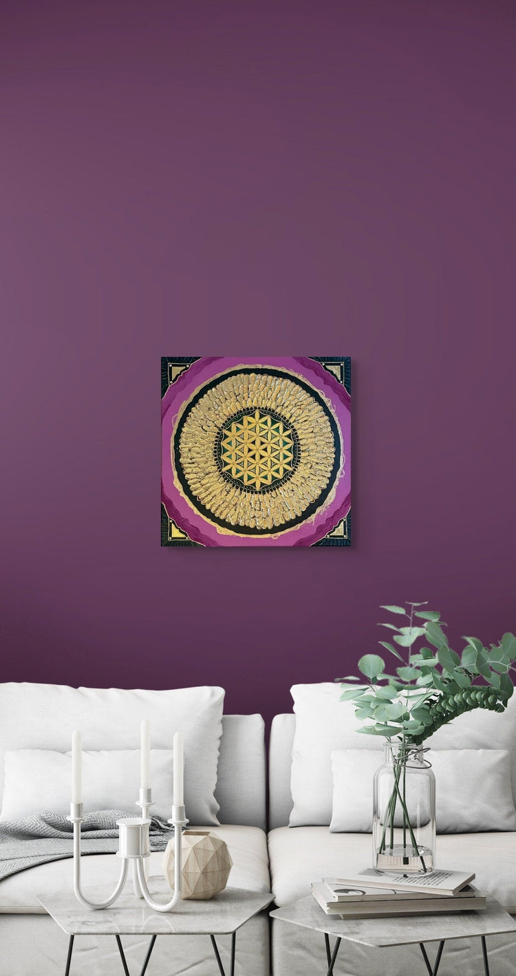 Gold Flower of Life, Angels wing, Sacred Geometry