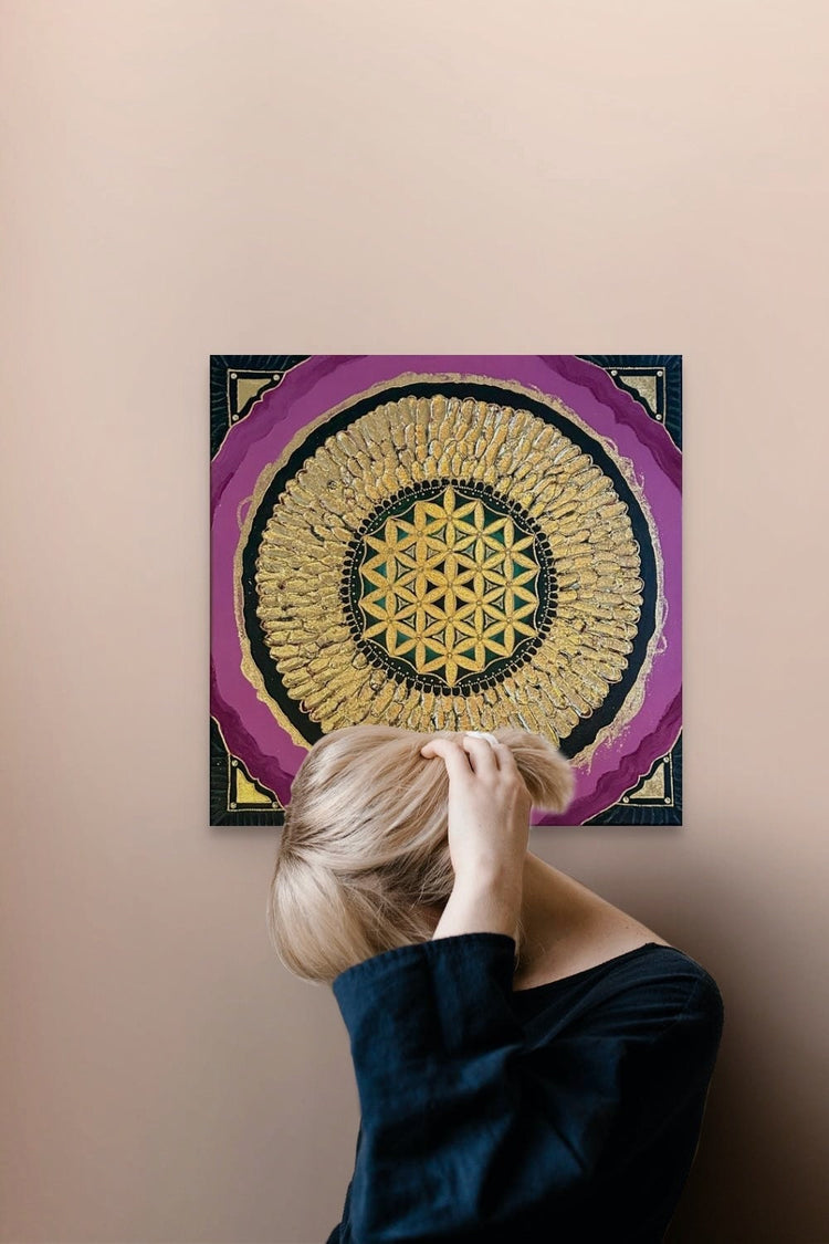 Gold Flower of Life, Angels wing, Sacred Geometry