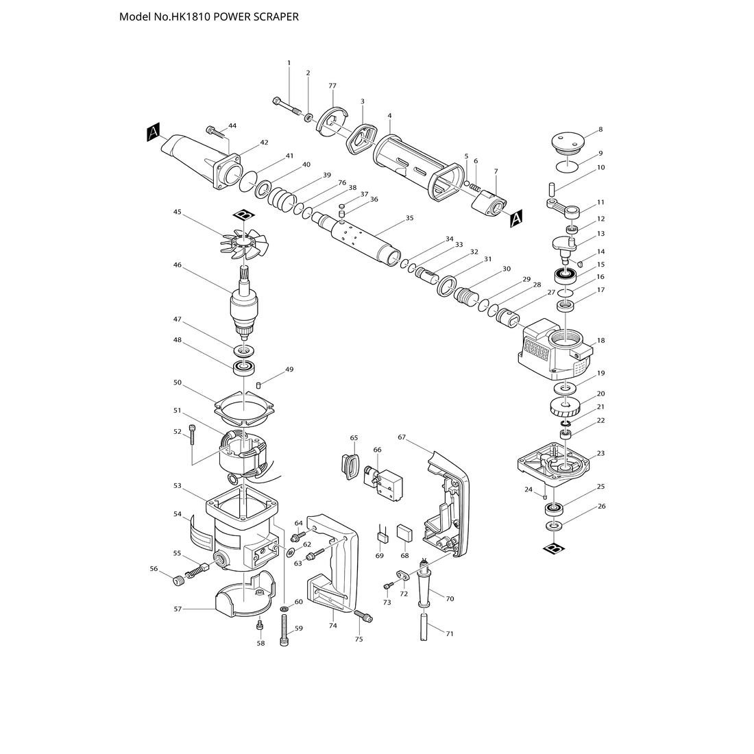 Makita HK1810 — сборочный чертёж, лист 1, деталь 651258-0 поз. 066A2