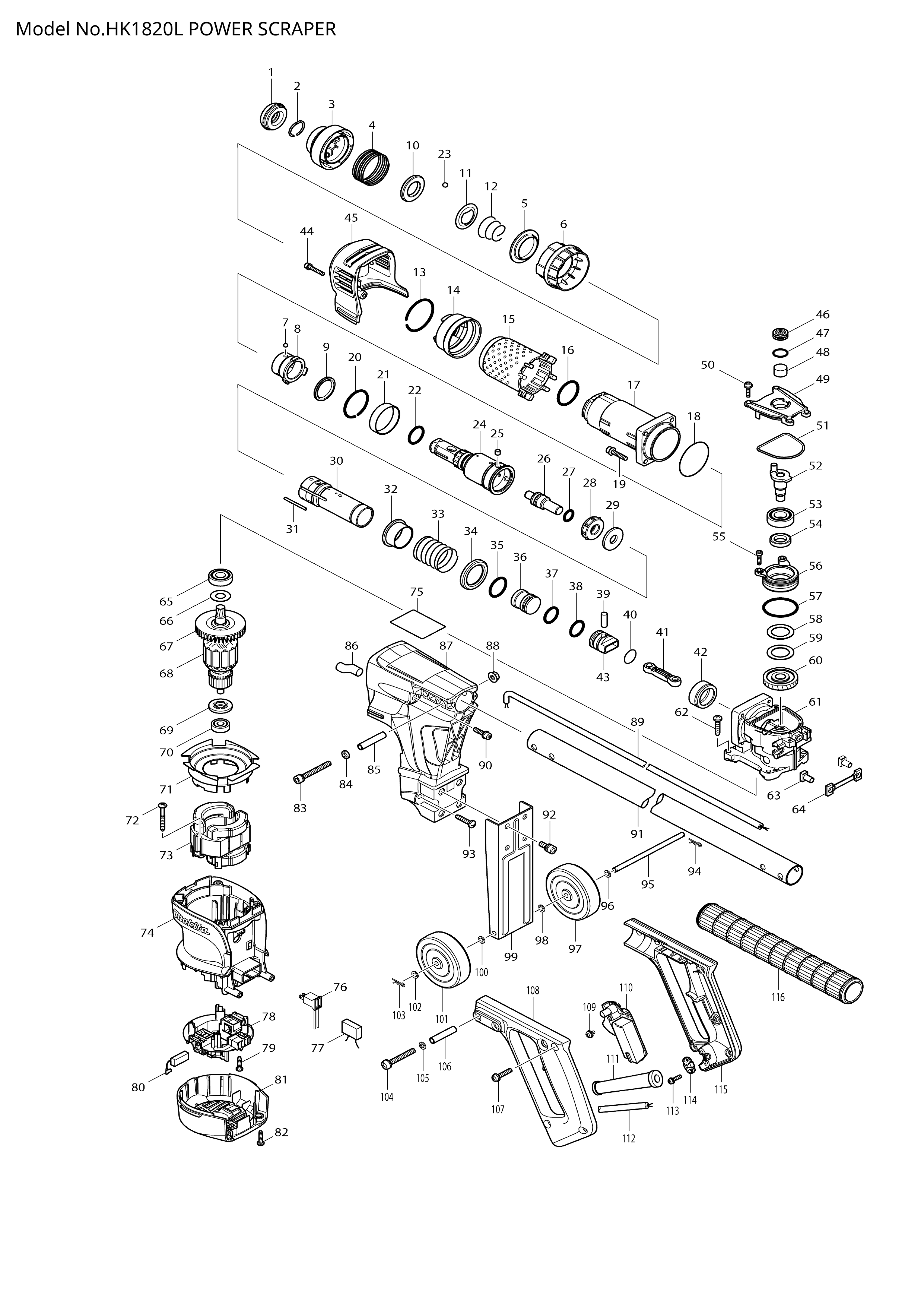 Makita HK1820L — сборочный чертёж, лист 1, деталь 513759-5 поз. 068