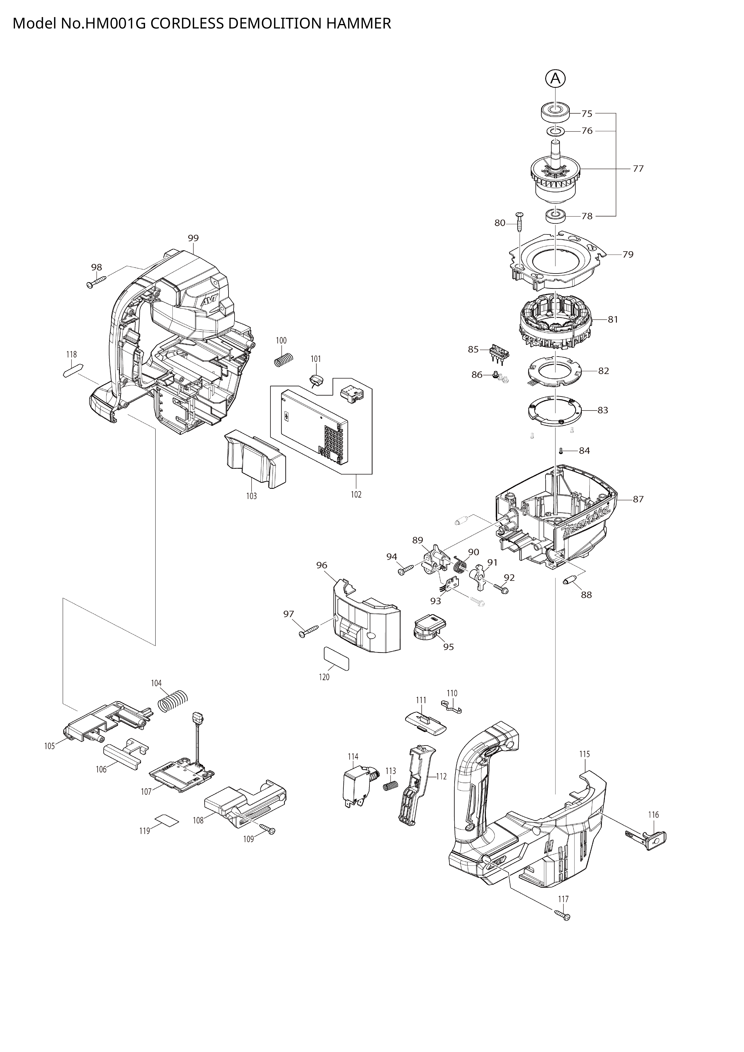 Makita HM001G — сборочный чертёж, лист 2, деталь 422642-4 поз. 103